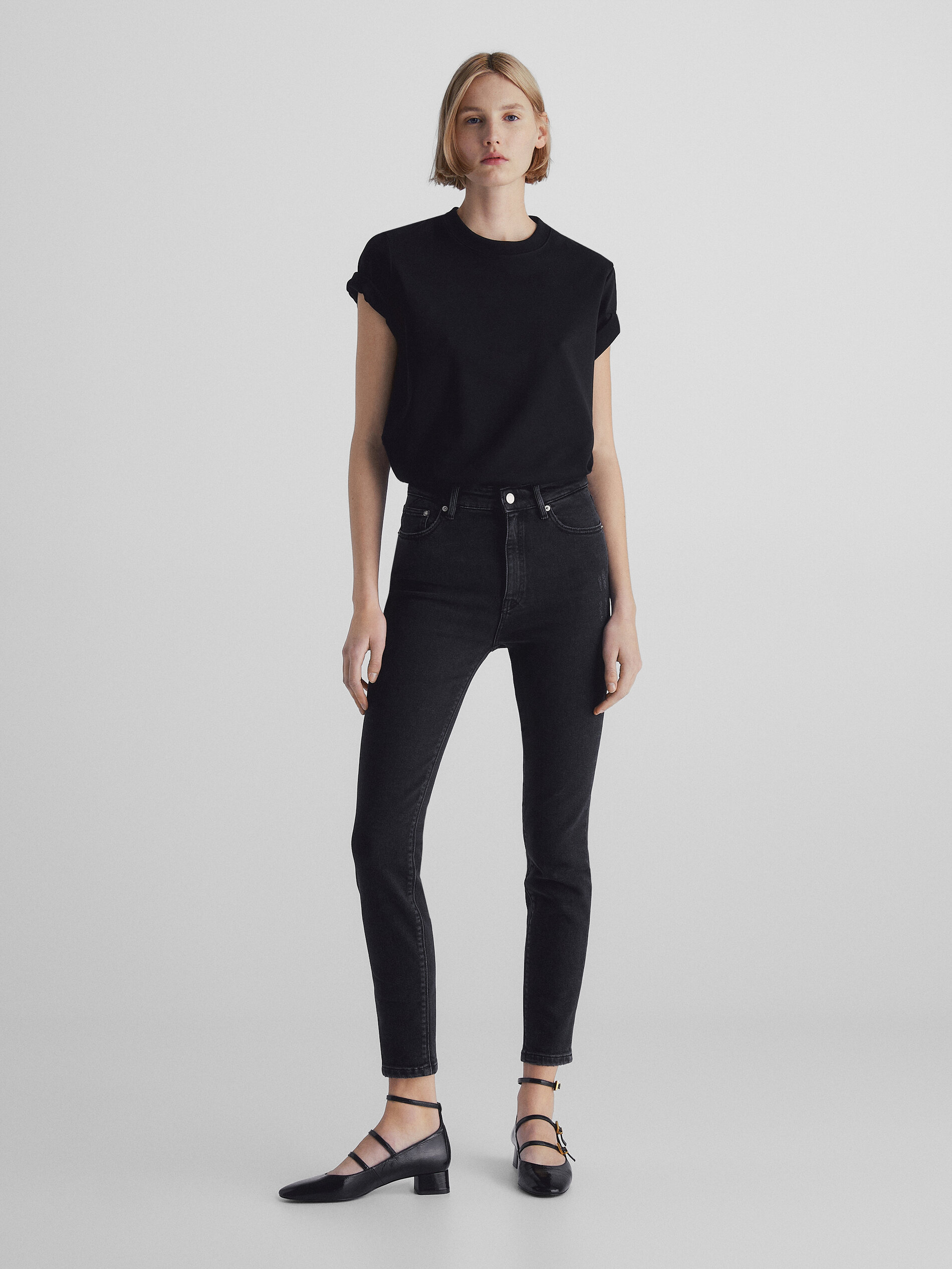 Pantalón vaquero tiro alto skinny fit - NEGRO