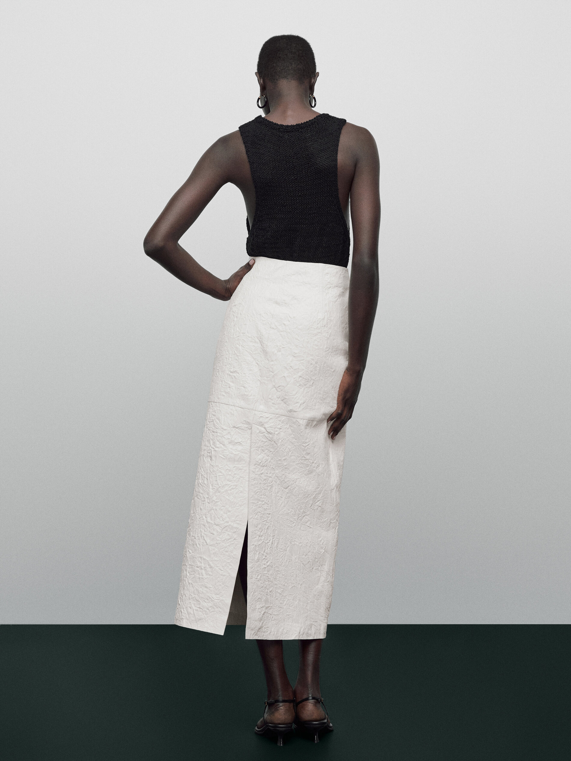 Falda piel napa craquelada Limited edition - BLANCO