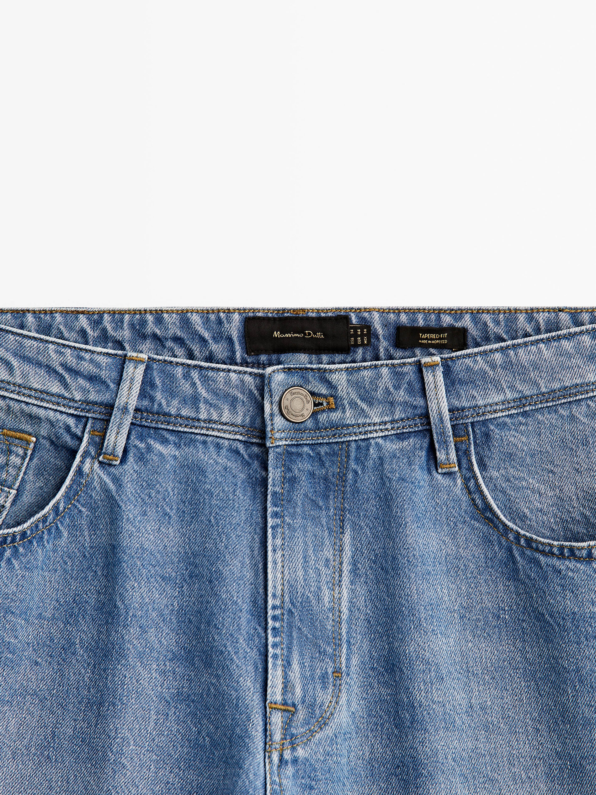 Pantalón vaquero mid bleach tapered fit - INDIGO