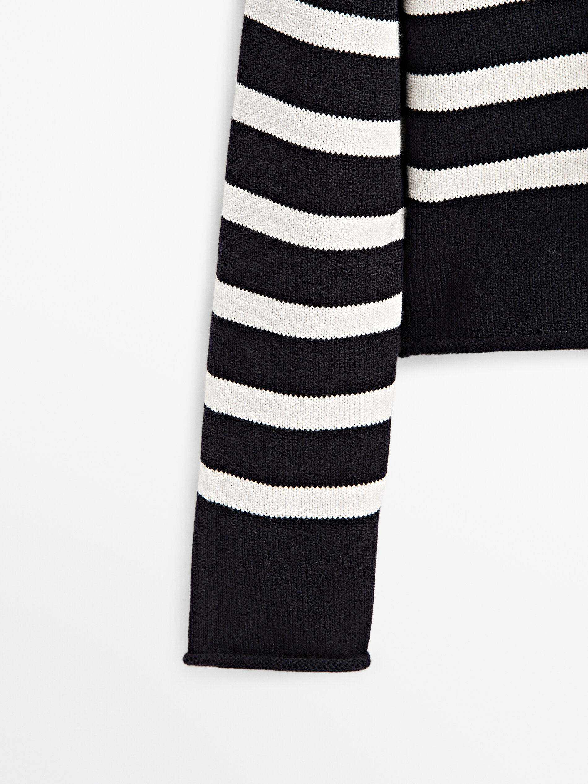 Jersey punto rayas cuello entrelazado - AZUL MARINO