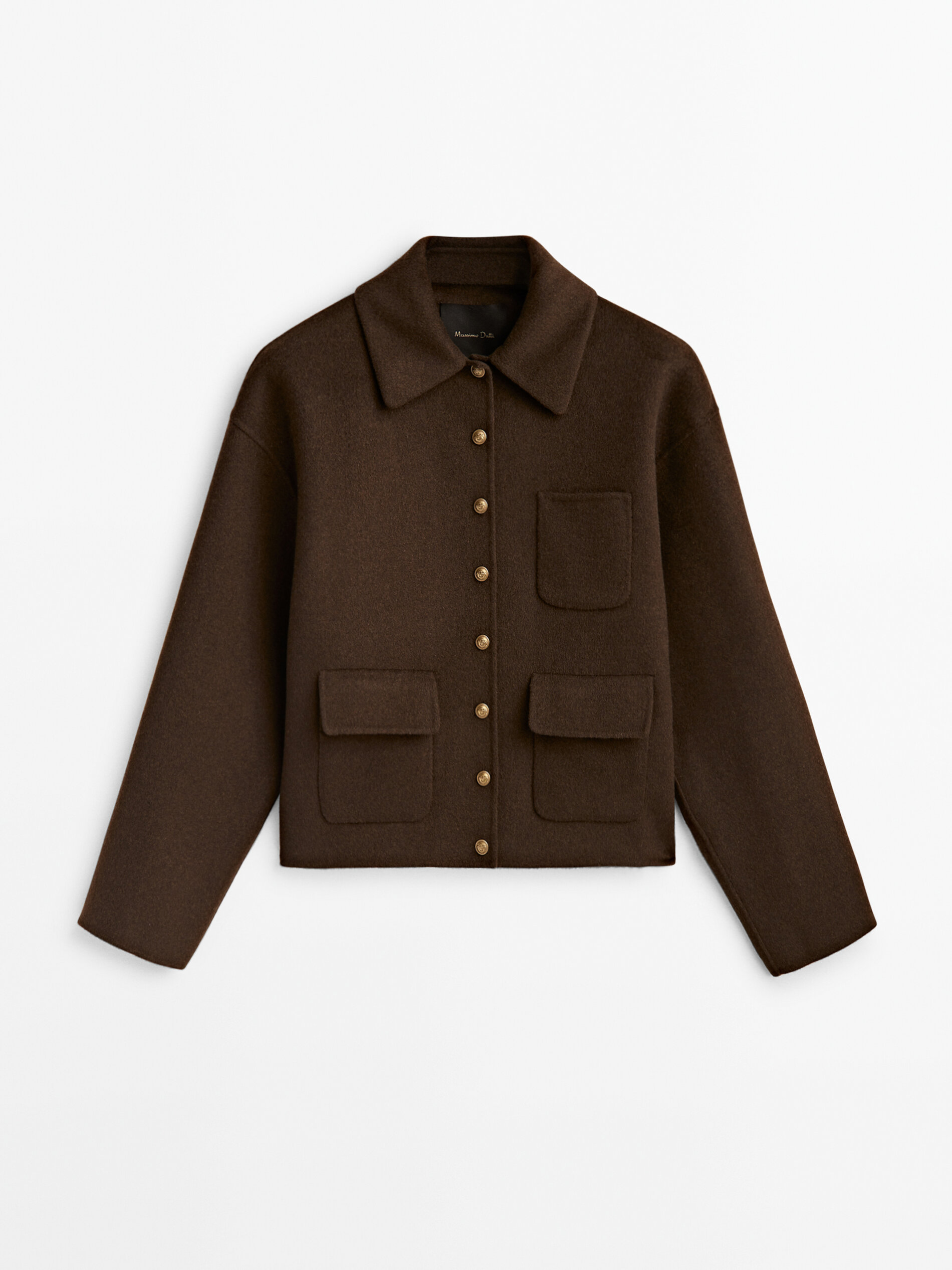 Abrigo corto mezcla lana botones dorados - VERDE OSCURO