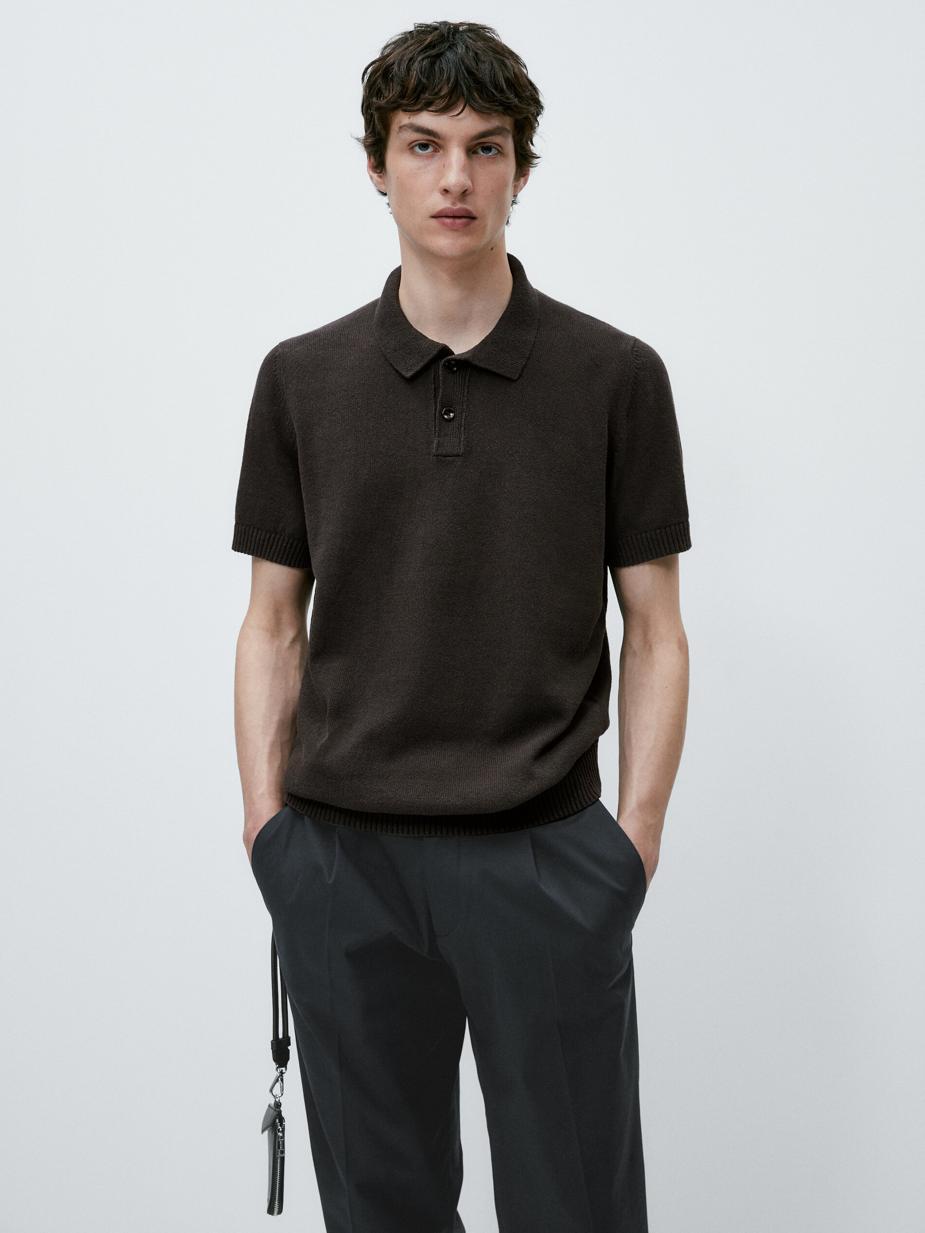 Jersey polo manga corta algodón - MARRÓN