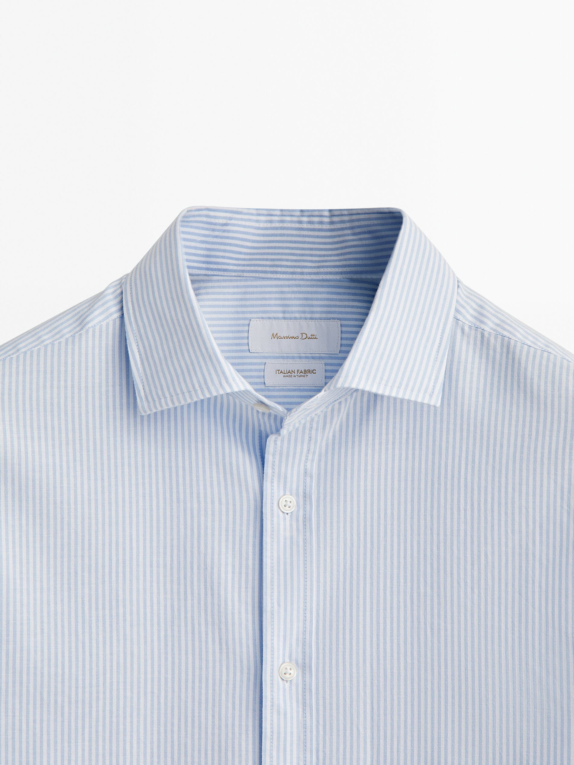 Camisa oxford rayas algodón slim fit - CELESTE