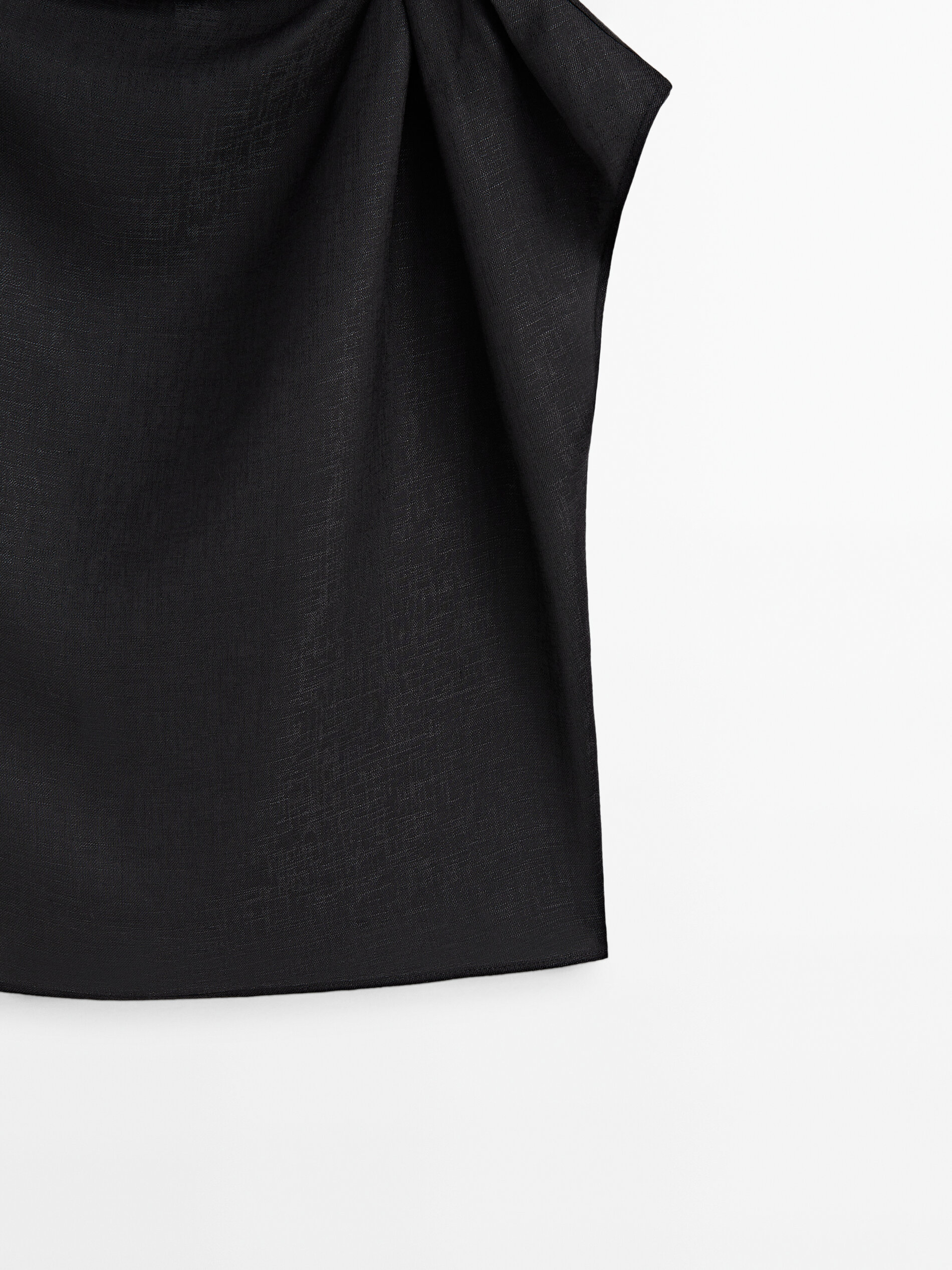 Top hombro drapeado - NEGRO