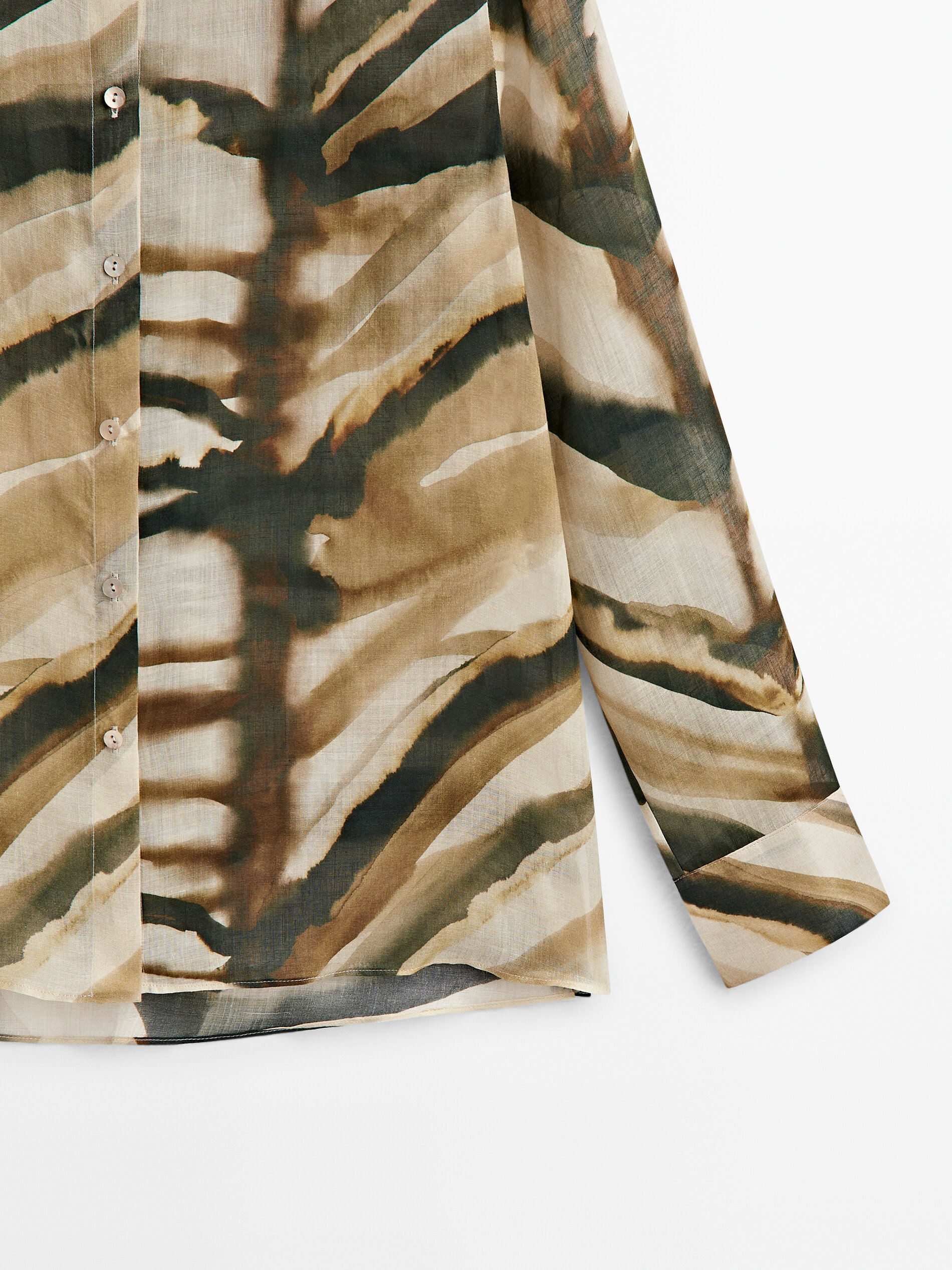 Camisa estampada 100% ramio - VERDE