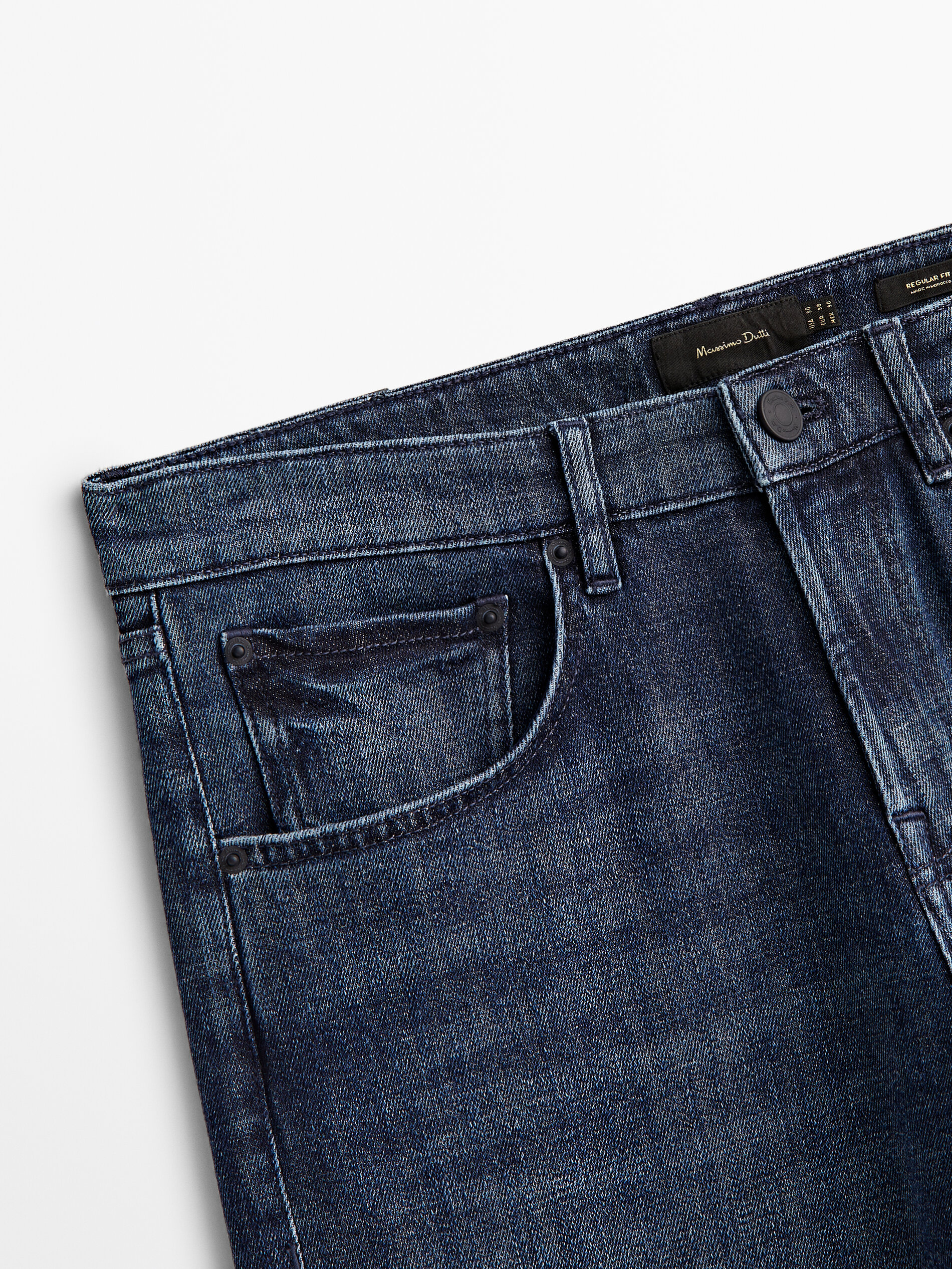 Pantalón vaquero stone wash regular fit - INDIGO