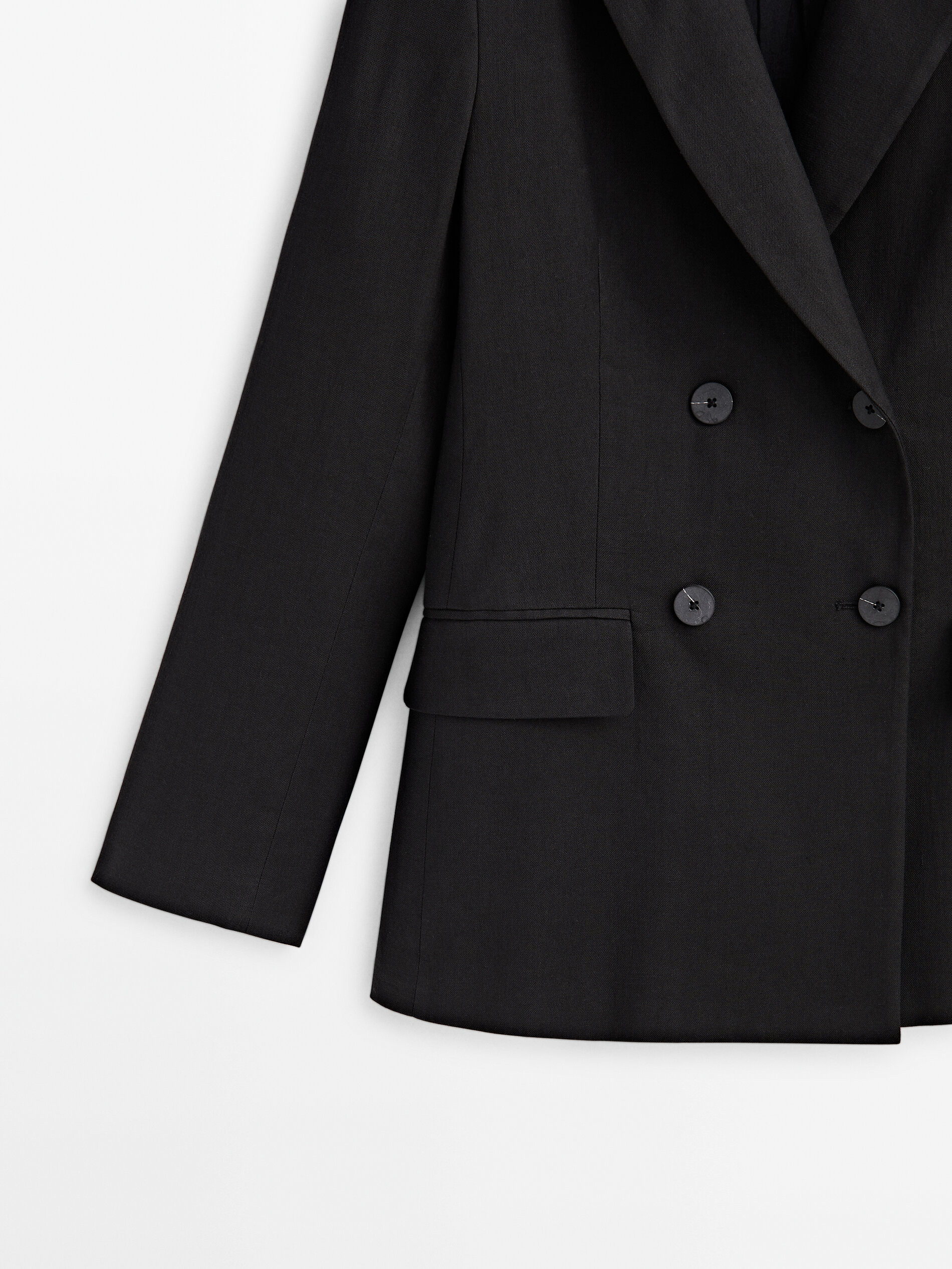 Americana traje mezcla lino stretch - NEGRO