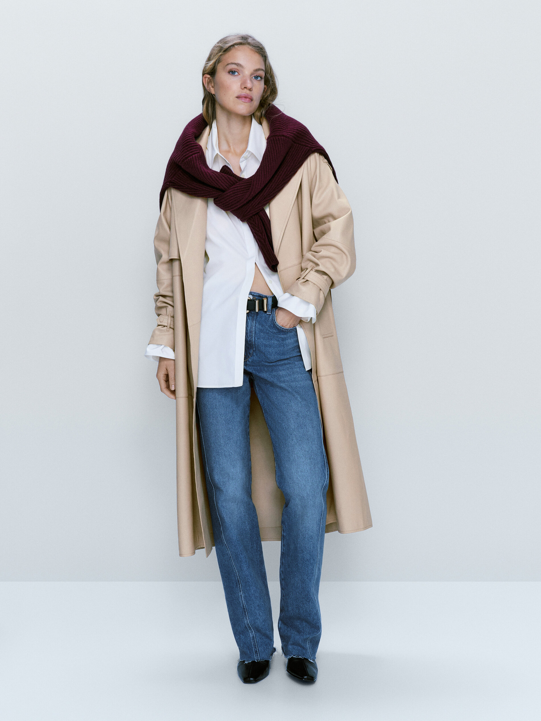 Camisa popelín detalle puños - BLANCO