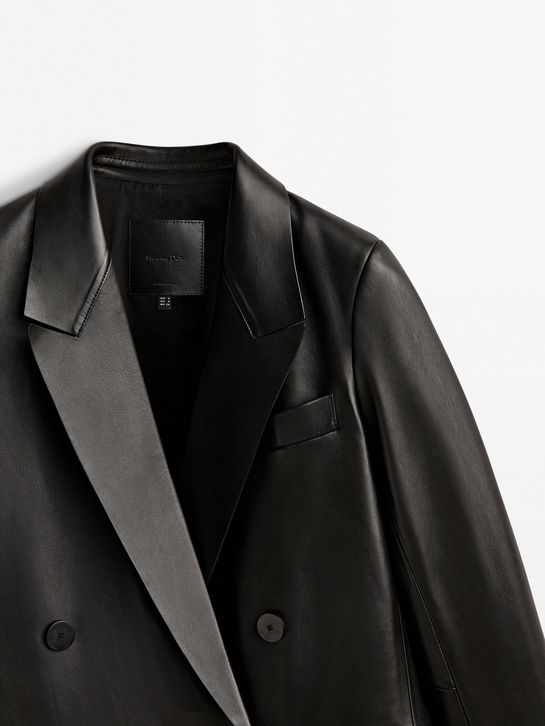 Blazer cruzada piel napa - NEGRO