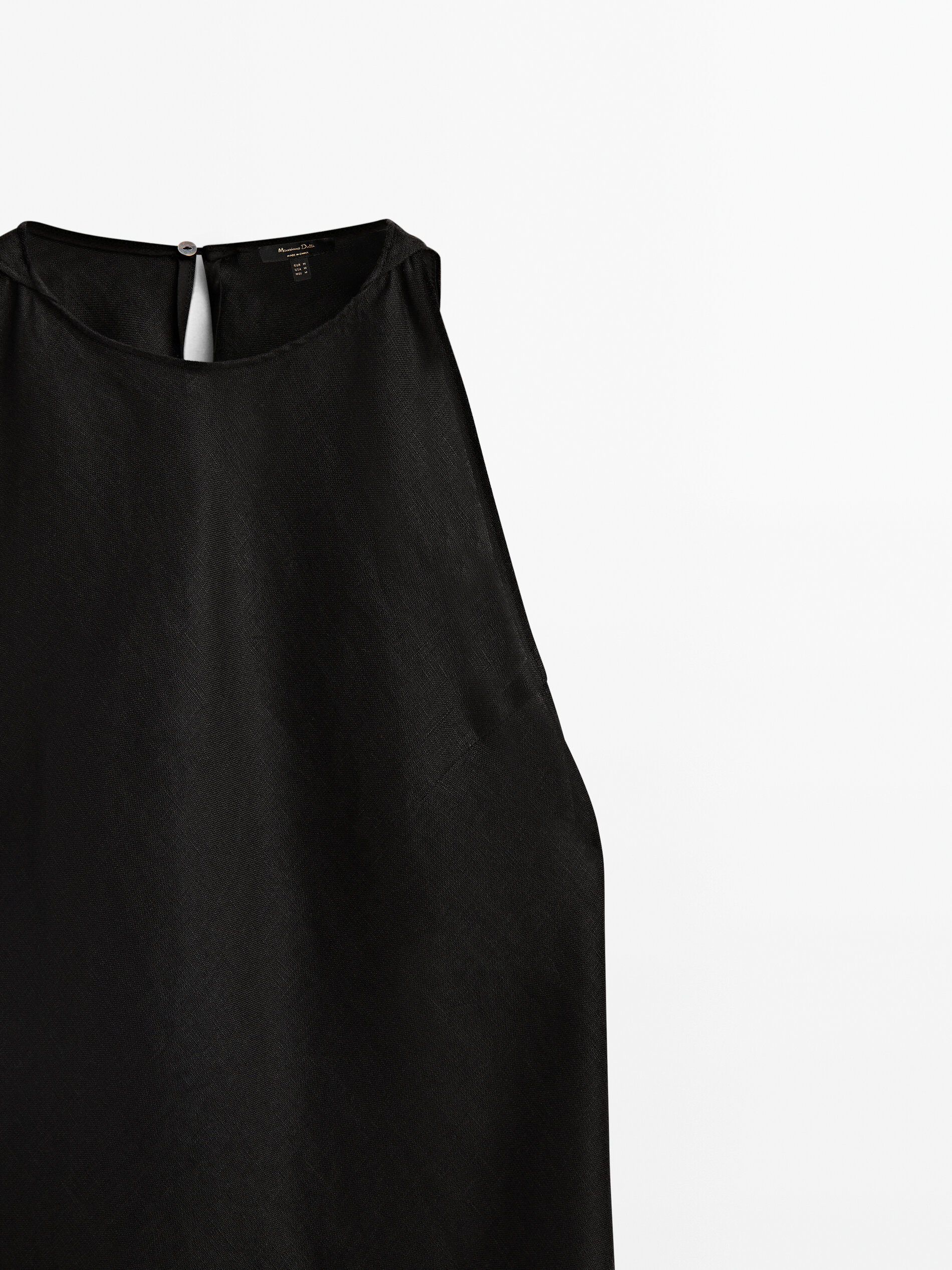 Vestido lino cuello halter - NEGRO