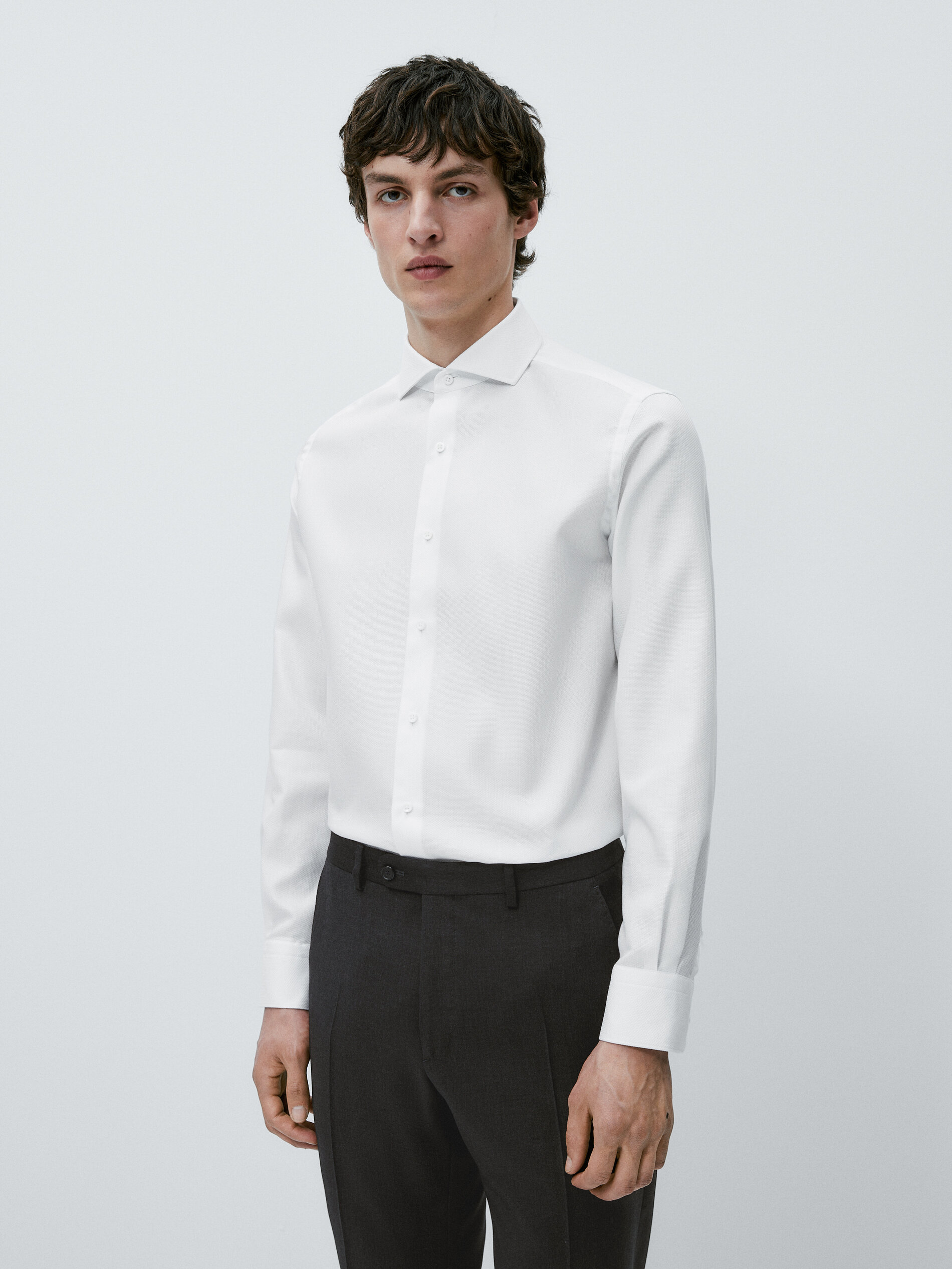 Camisa estructura dobby easy iron slim fit - BLANCO