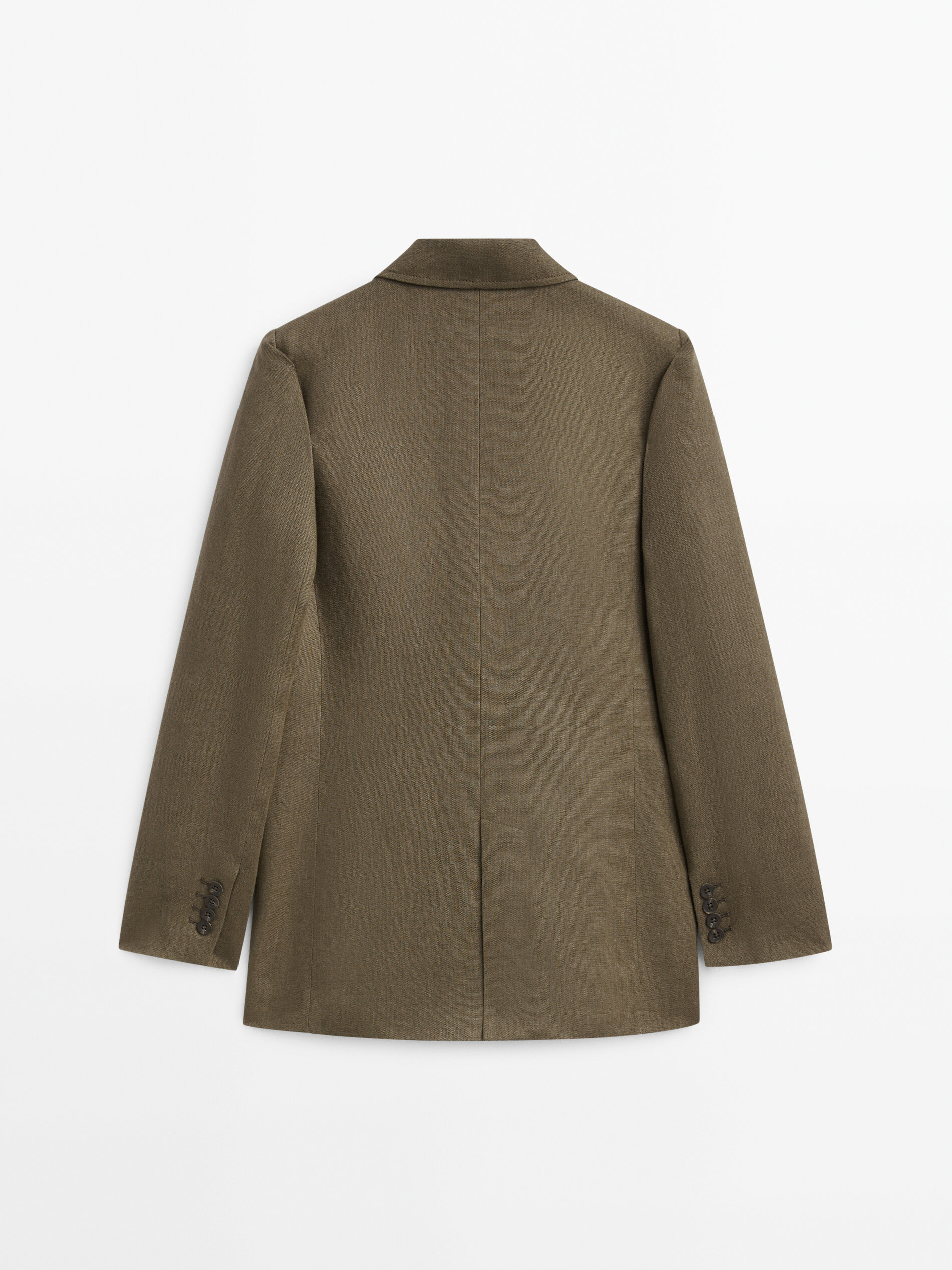 Americana traje cruzada lino rústico - OLIVA OSC