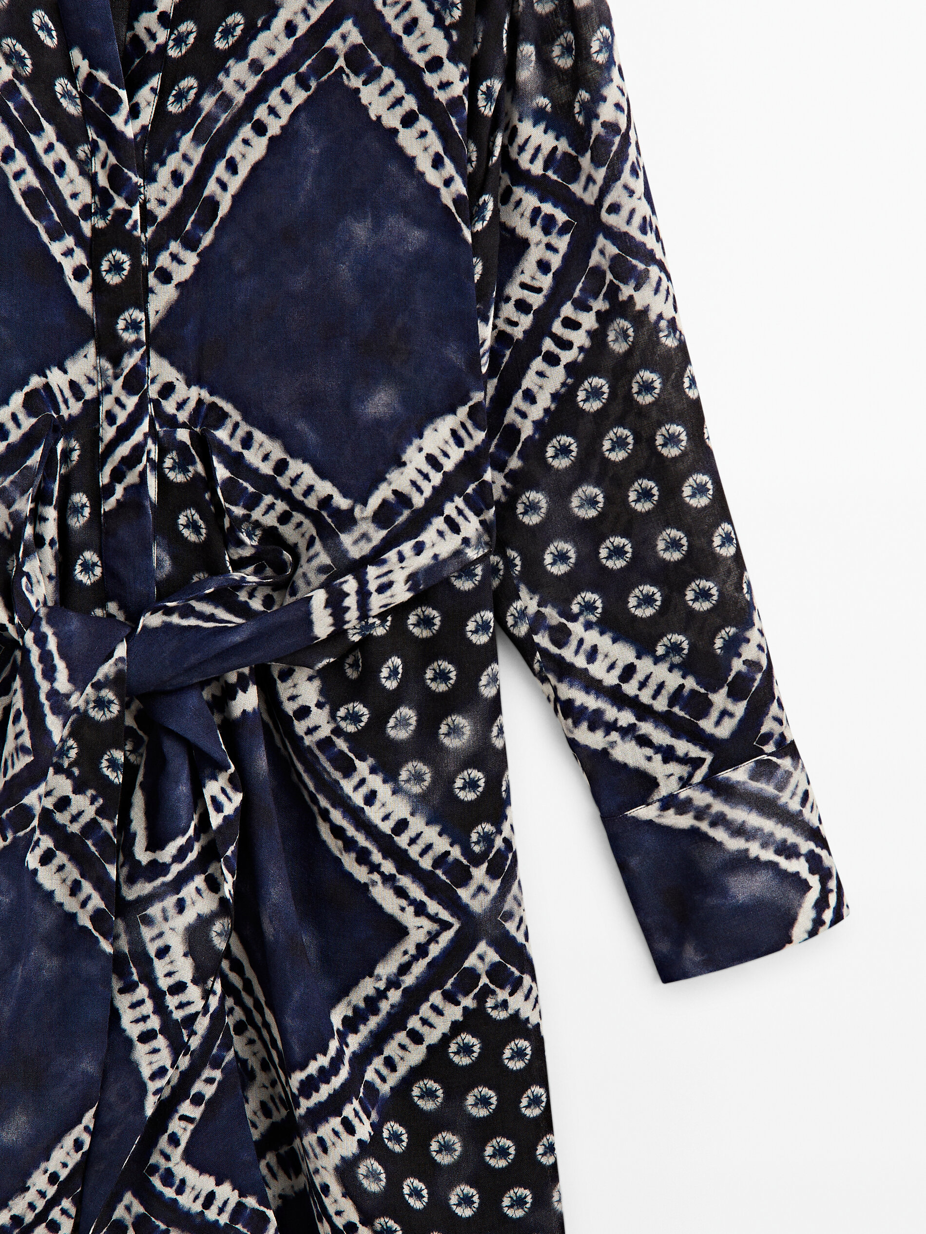 Vestido estampado detalle nudo - AZUL OSCURO