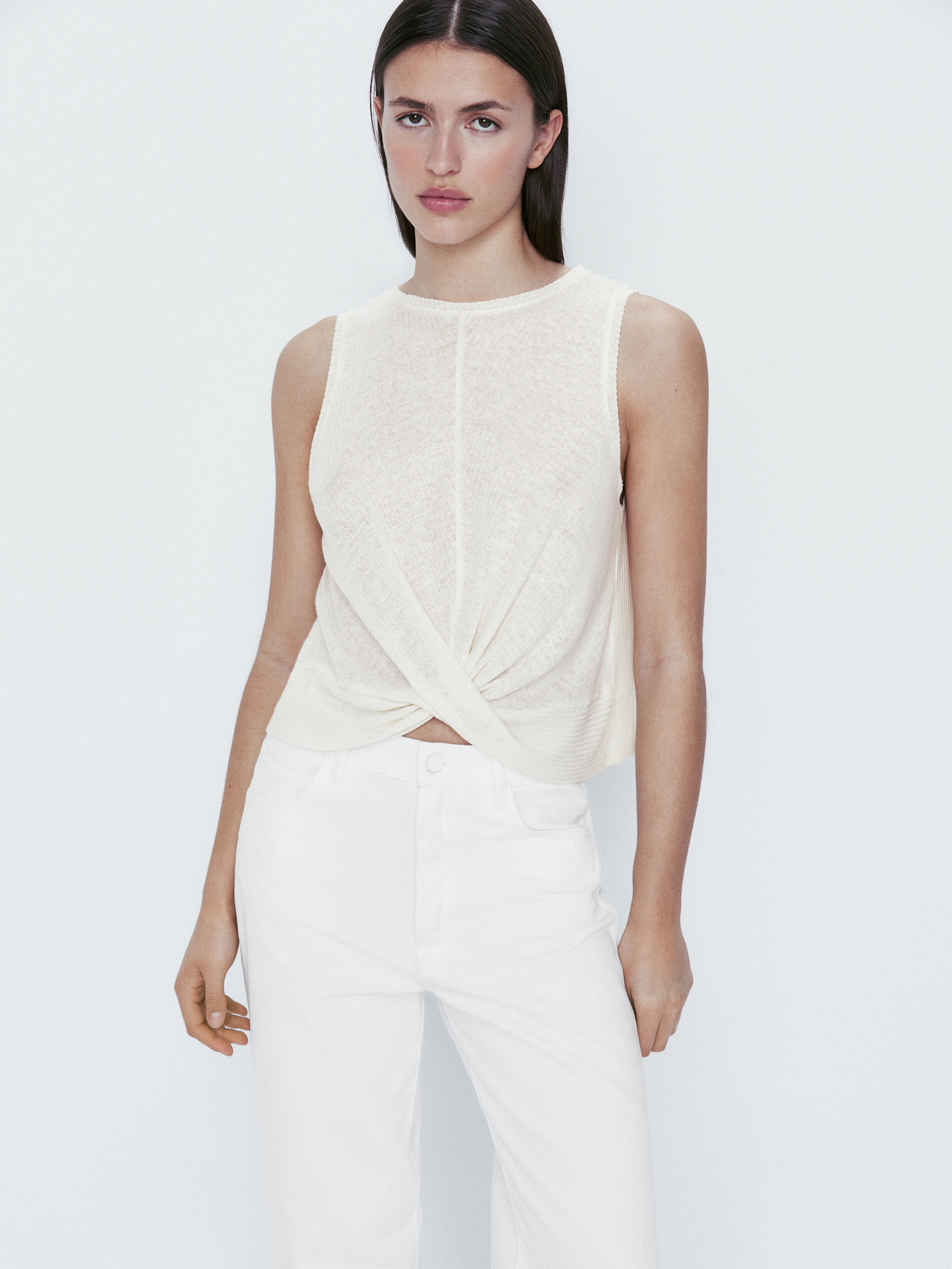 Top lino detalle frunces - CRUDO