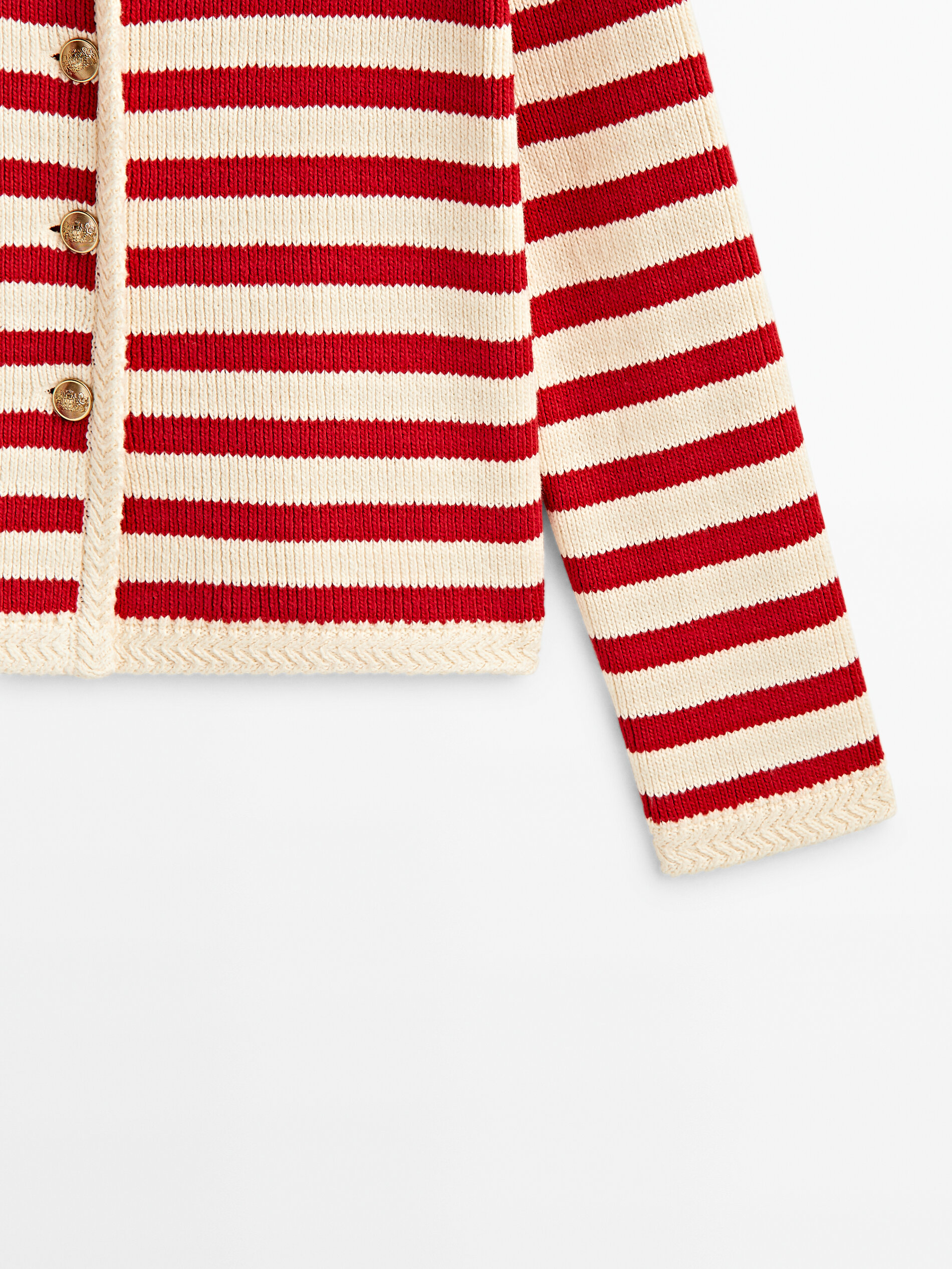 Cárdigan punto rayas botones - ROJO
