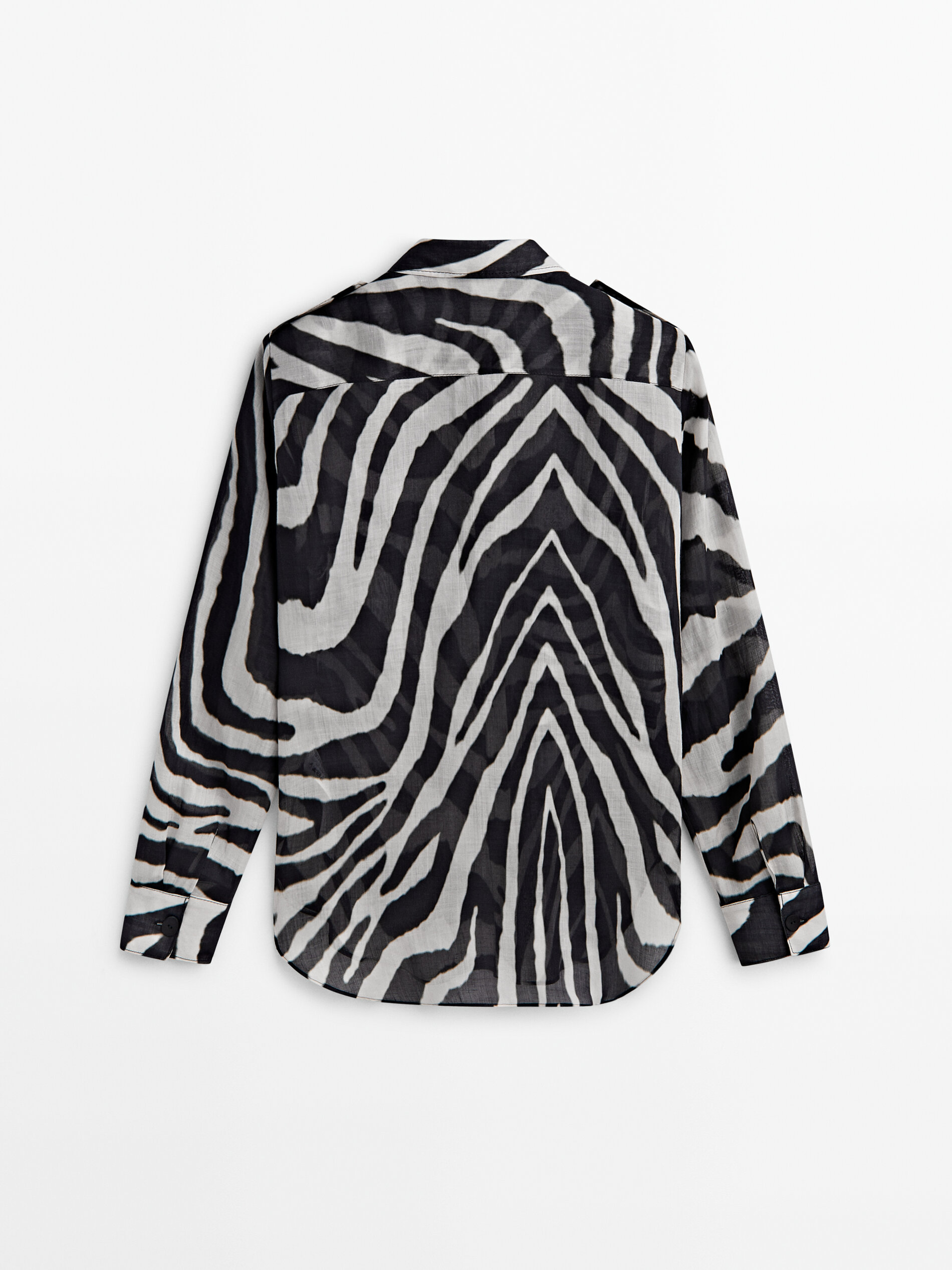 Camisa ramio estampado cebra - NEGRO