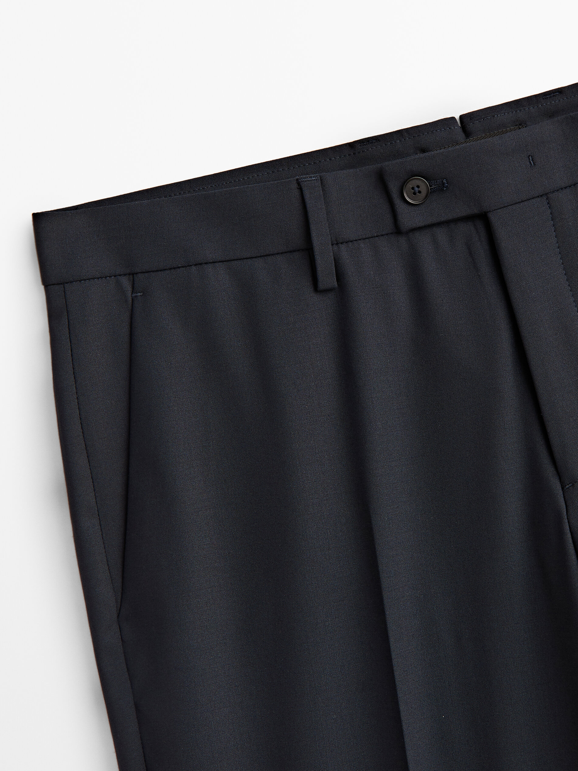 Pantalón traje azul mezcla lana -Studio - AZUL OSCURO
