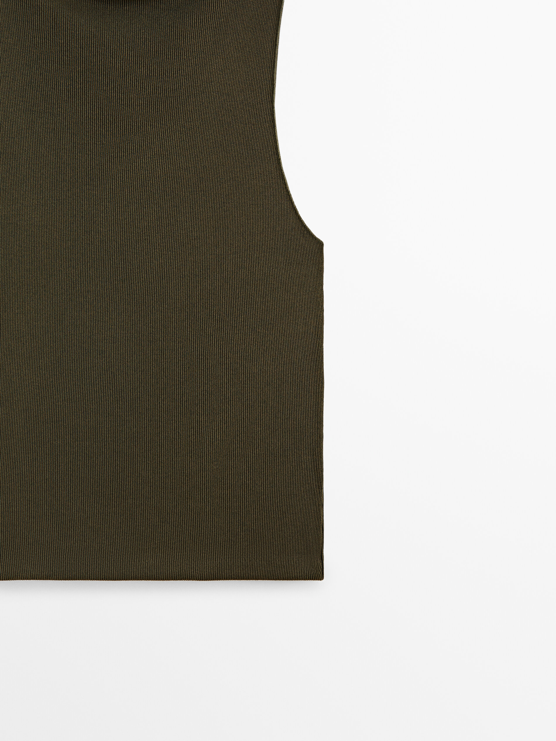 Top canalé perkins sin mangas - KAKI OSCURO