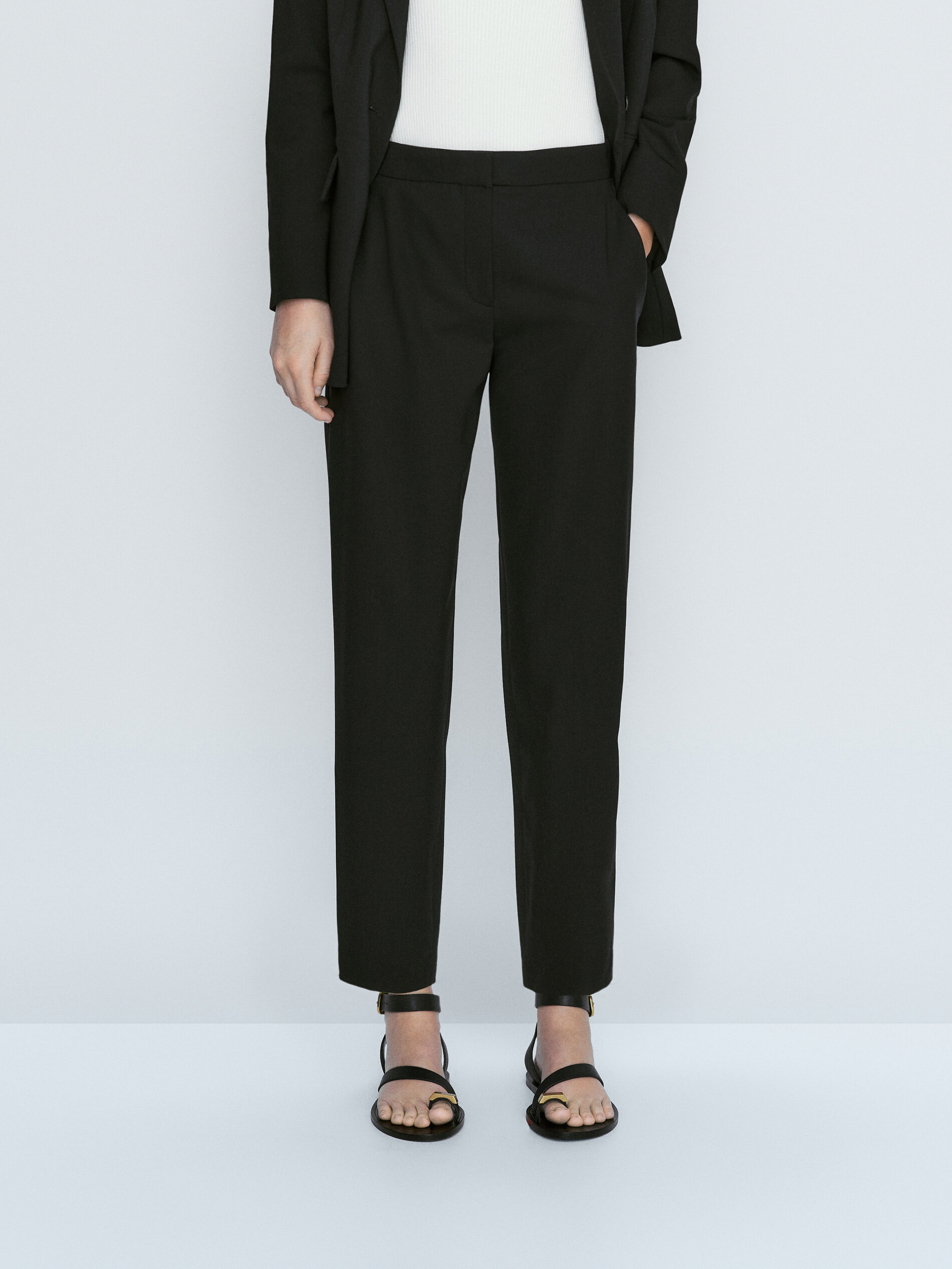 Pantalón traje lana fría - NEGRO