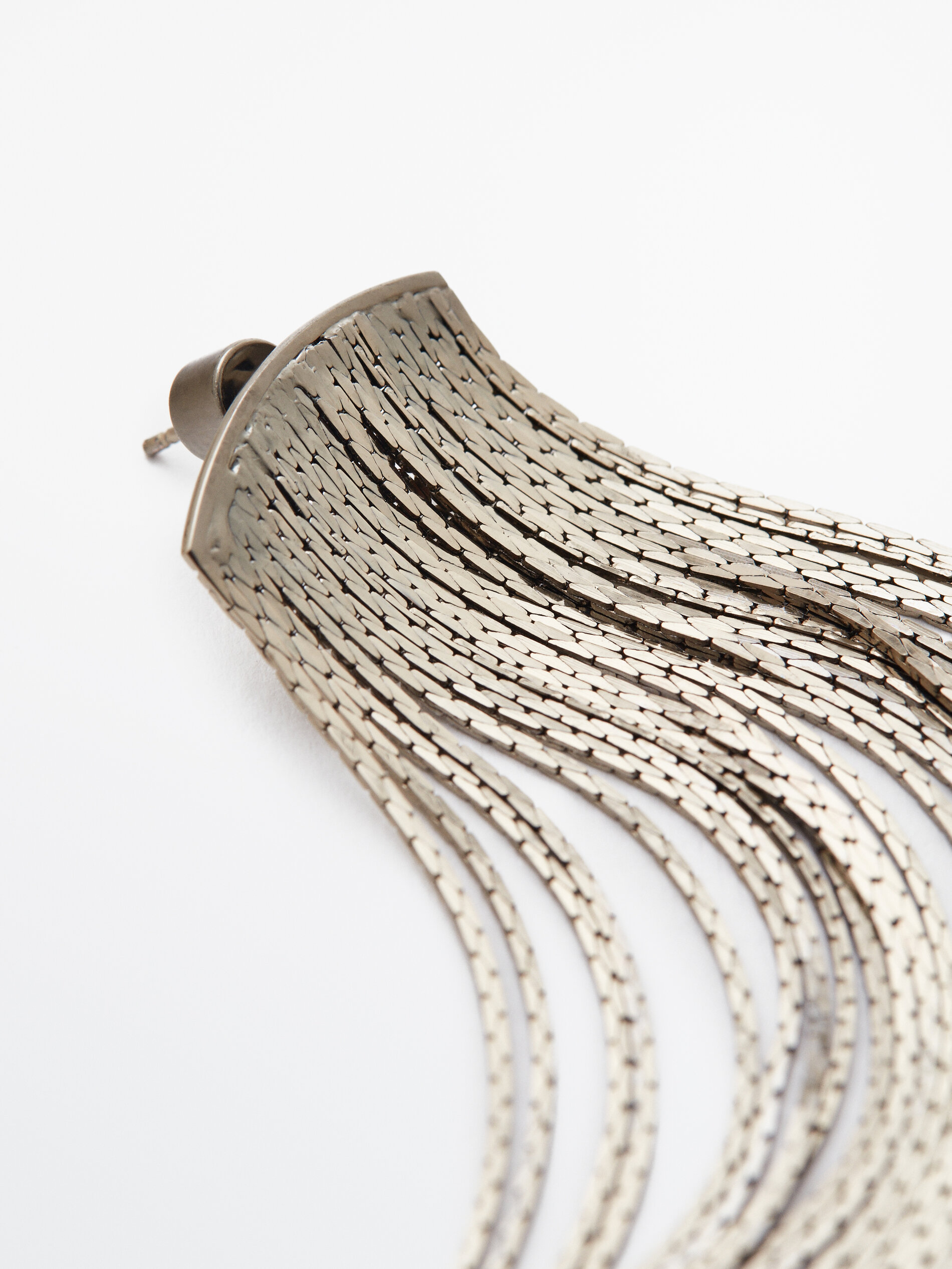 Pendientes largos cascada mini cadena - Plata