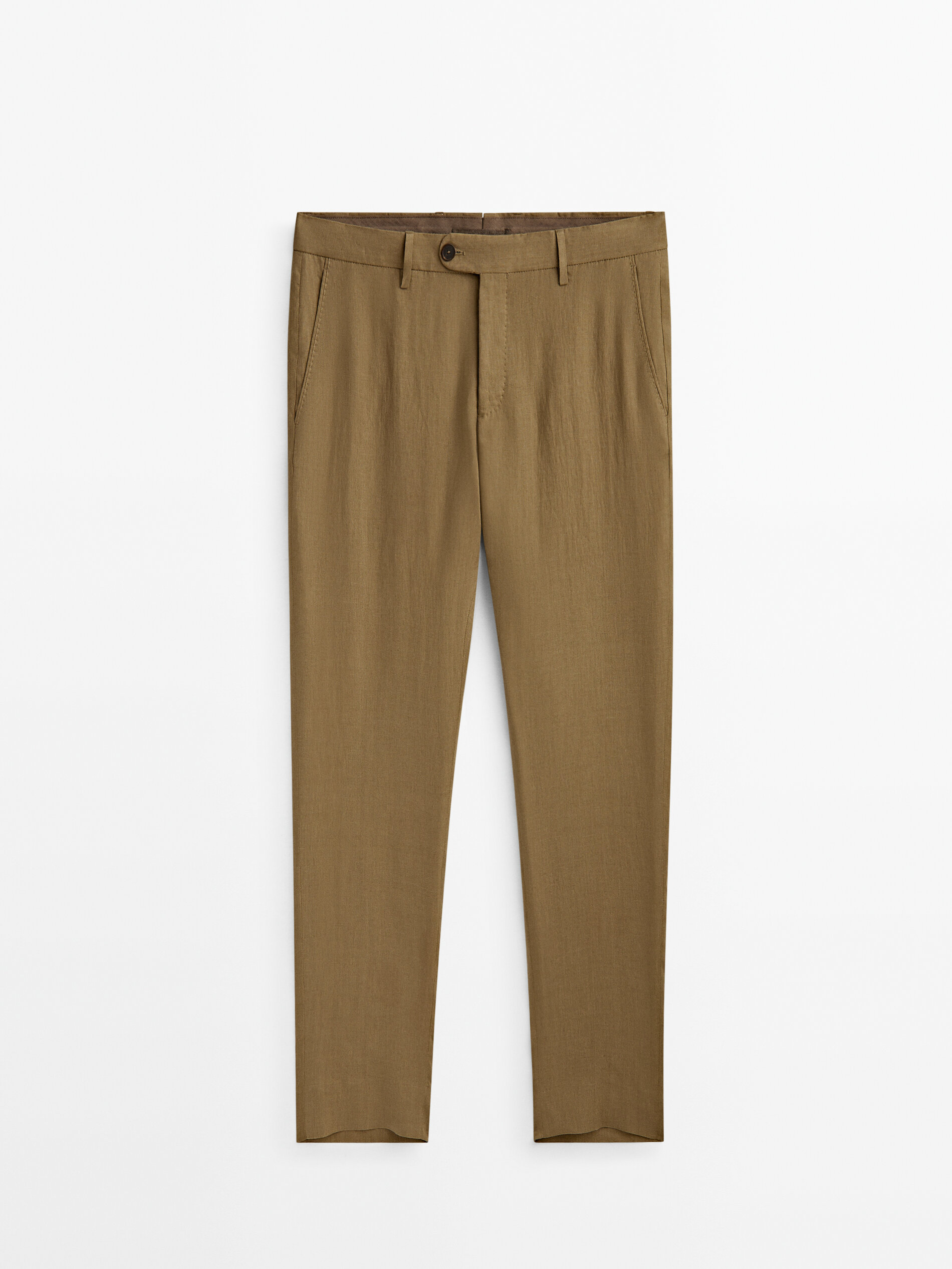 Pantalón traje 100% lino - BEIGE