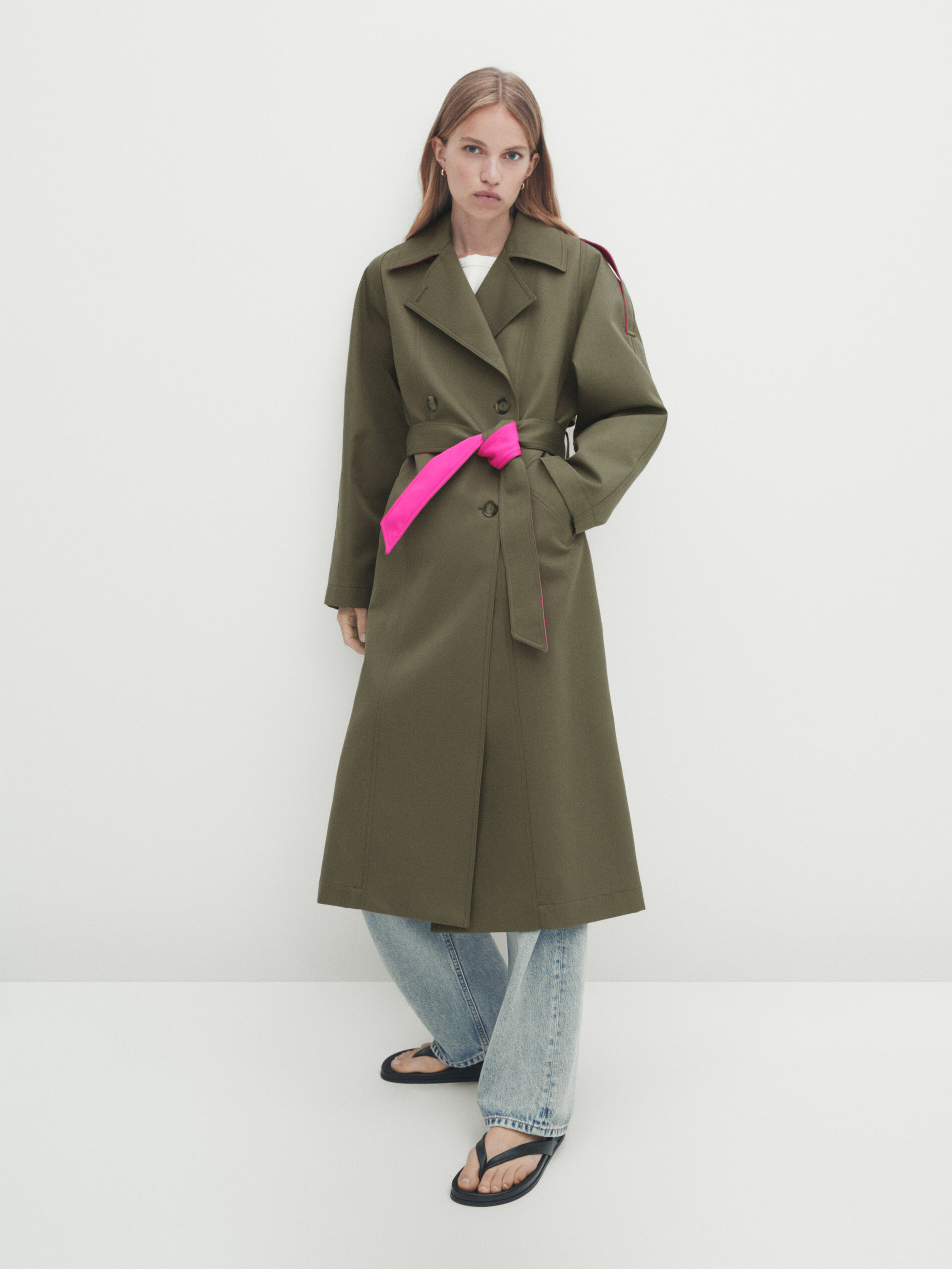 Chaqueta trench contraste color - KAKI