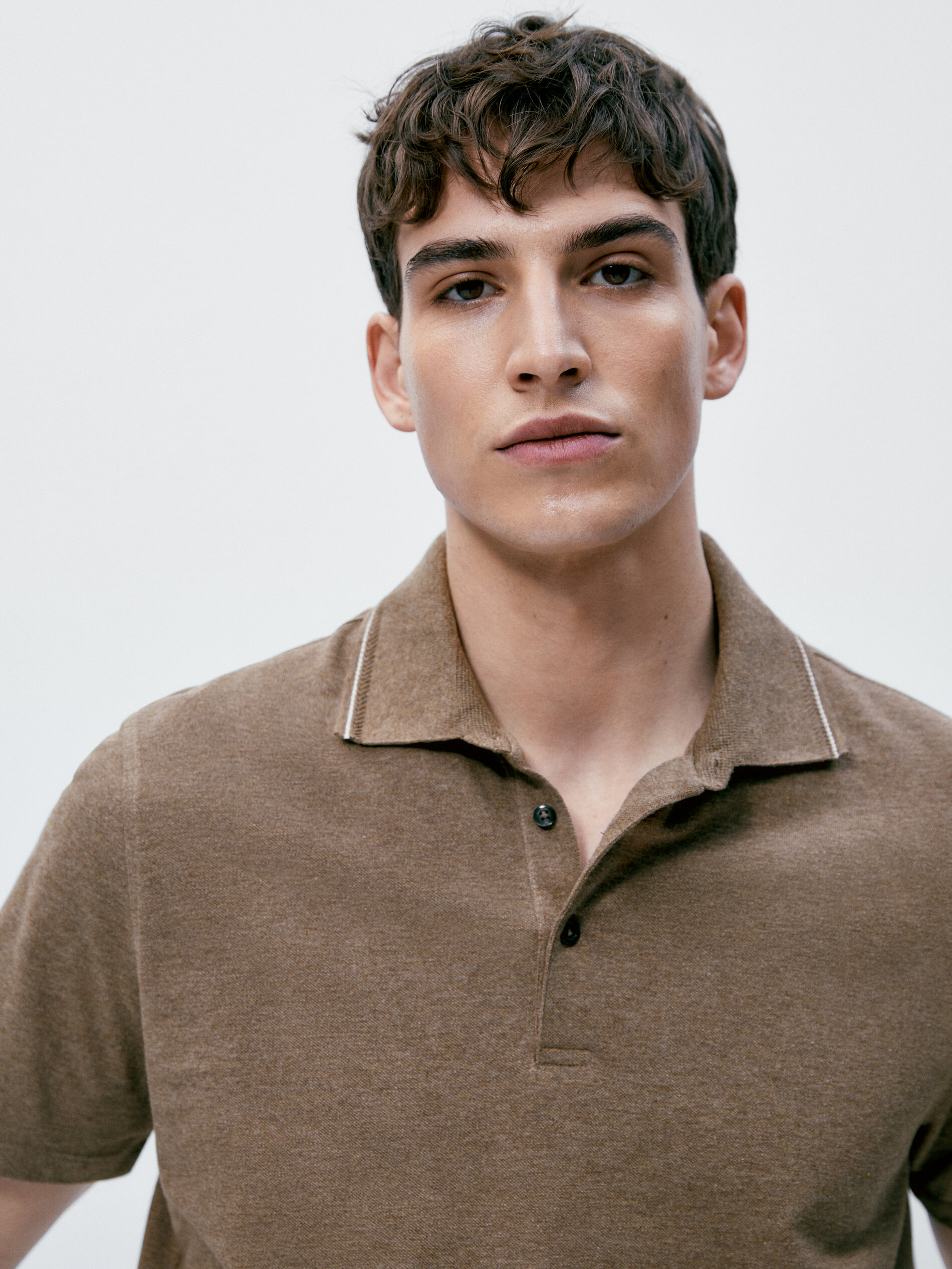 Polo manga corta contraste algodón - VISÓN