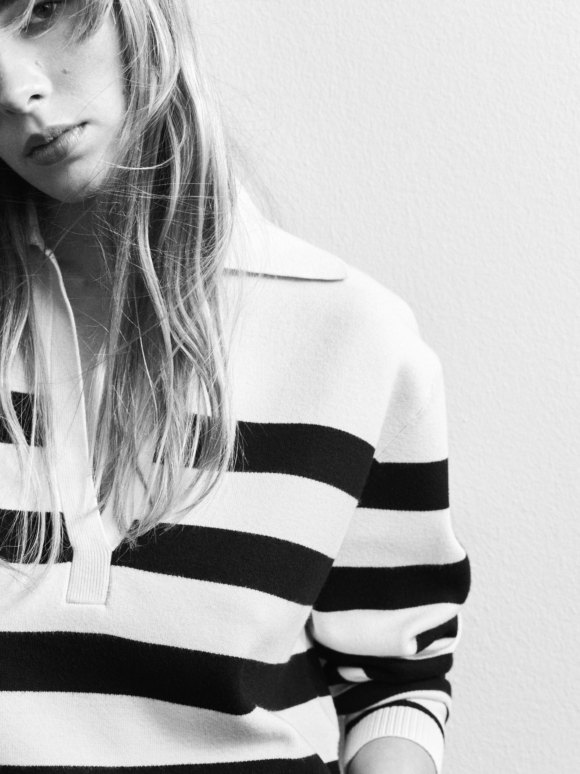 Jersey rayas cuello polo - NEGRO