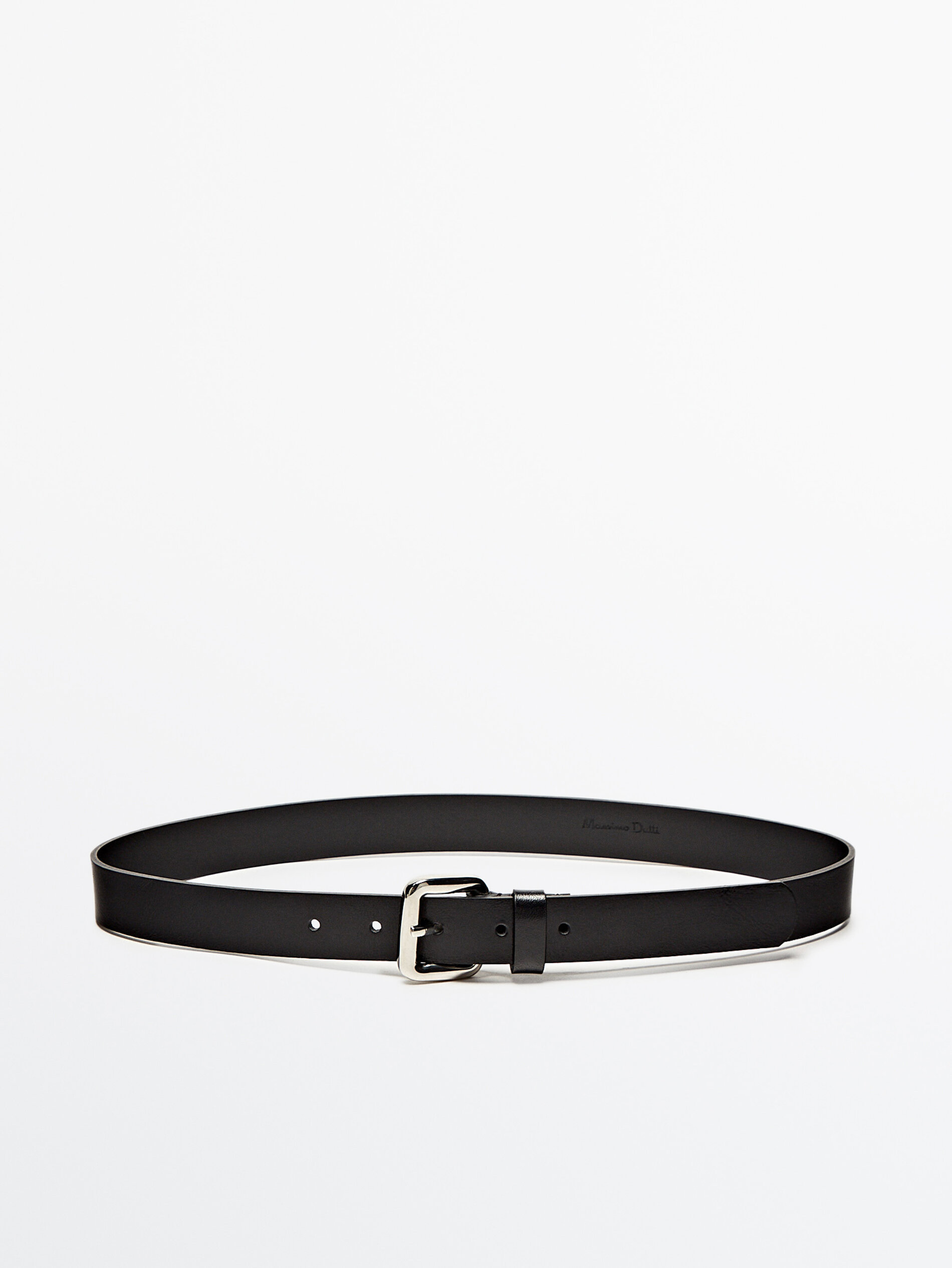 Cinturón piel hebilla rectangular - NEGRO