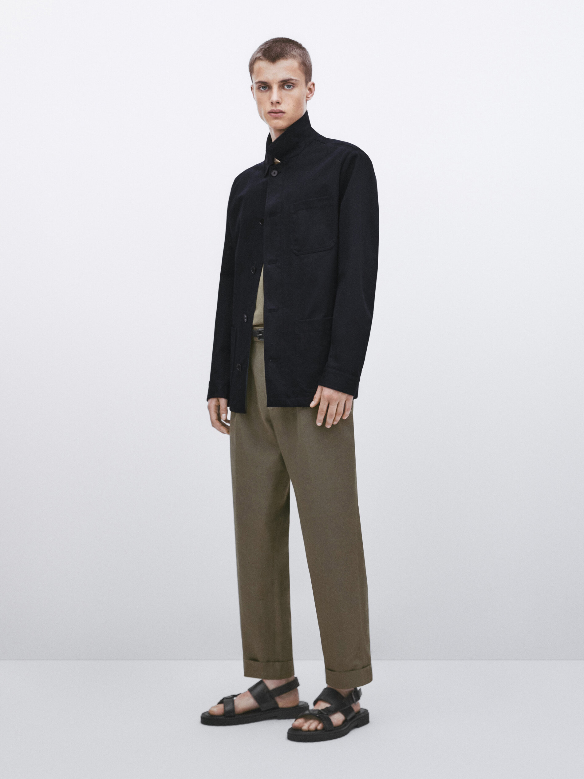 Sobrecamisa algodón microsarga -Studio - AZUL MARINO