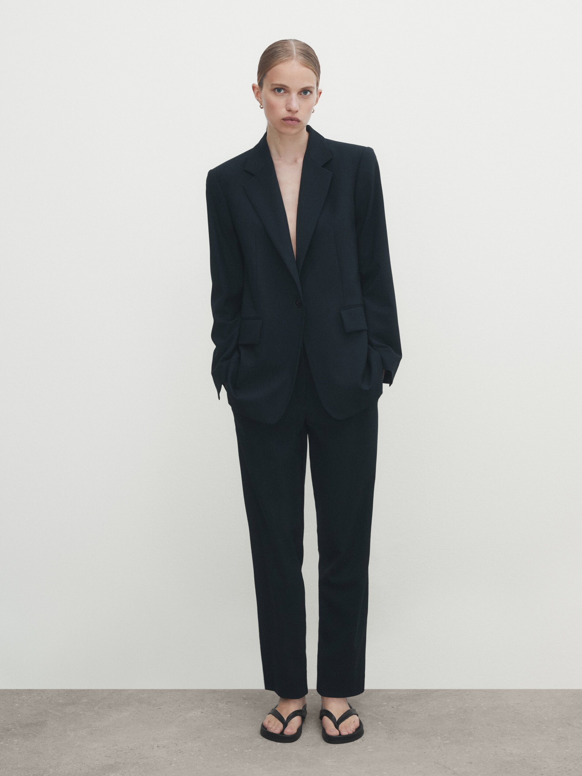 Americana traje lana fría - AZUL MARINO