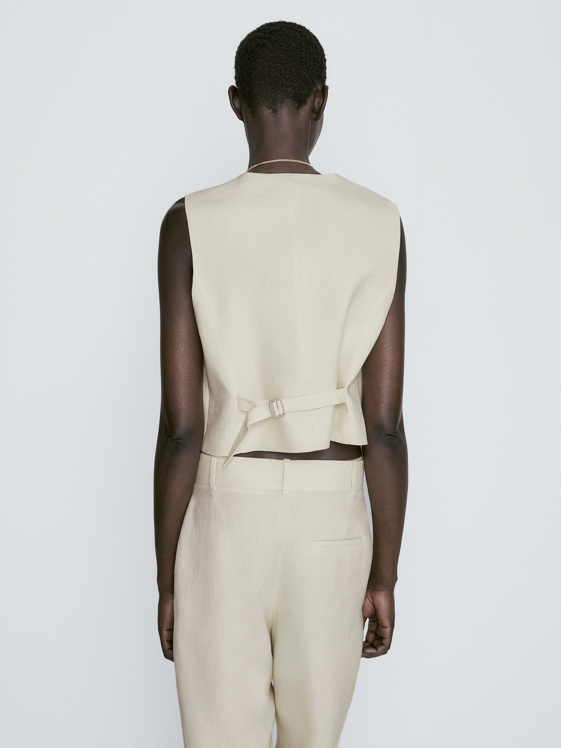 Chaleco traje 100% lino - Vainilla