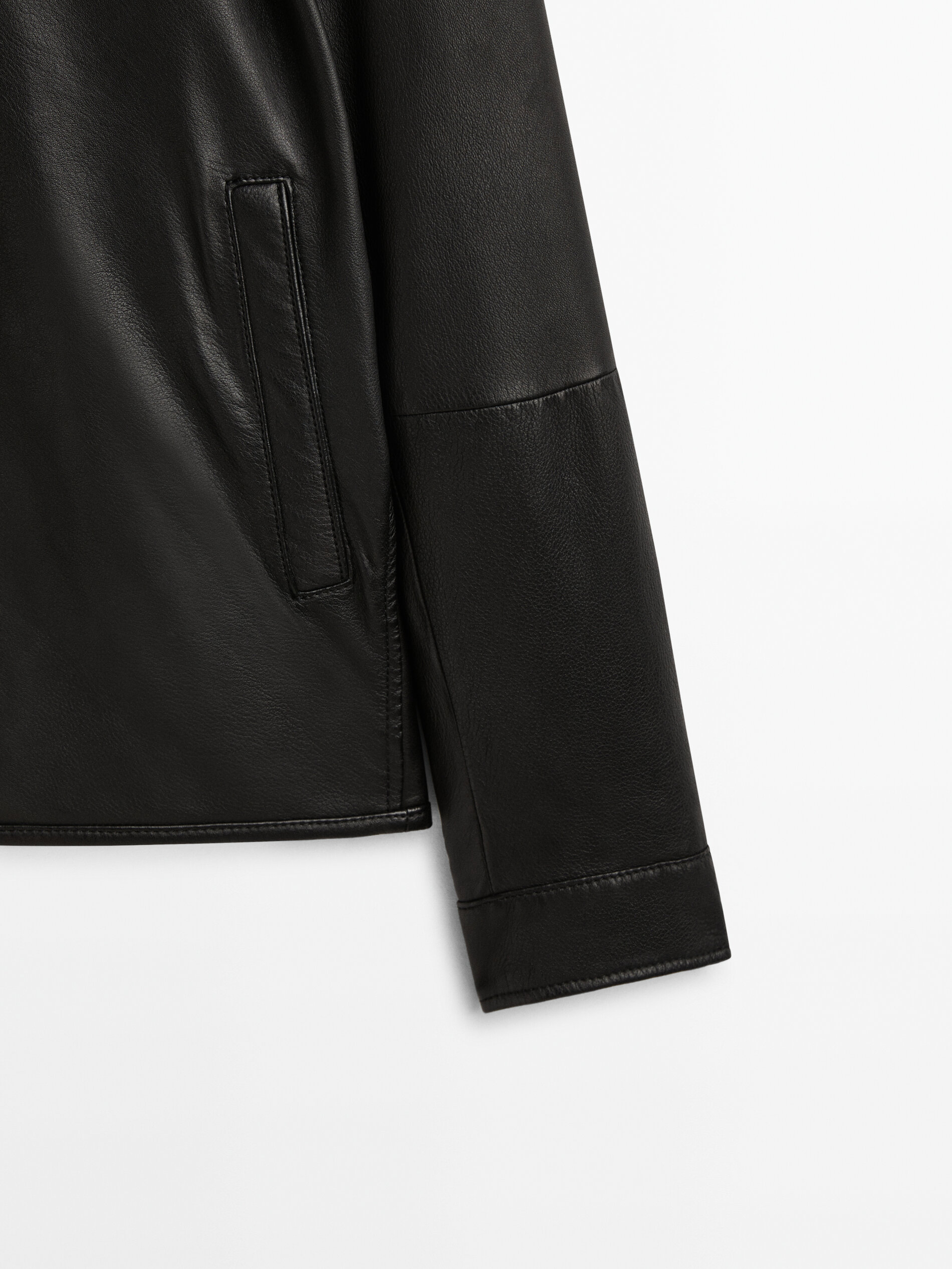 Cazadora piel napa negra - NEGRO