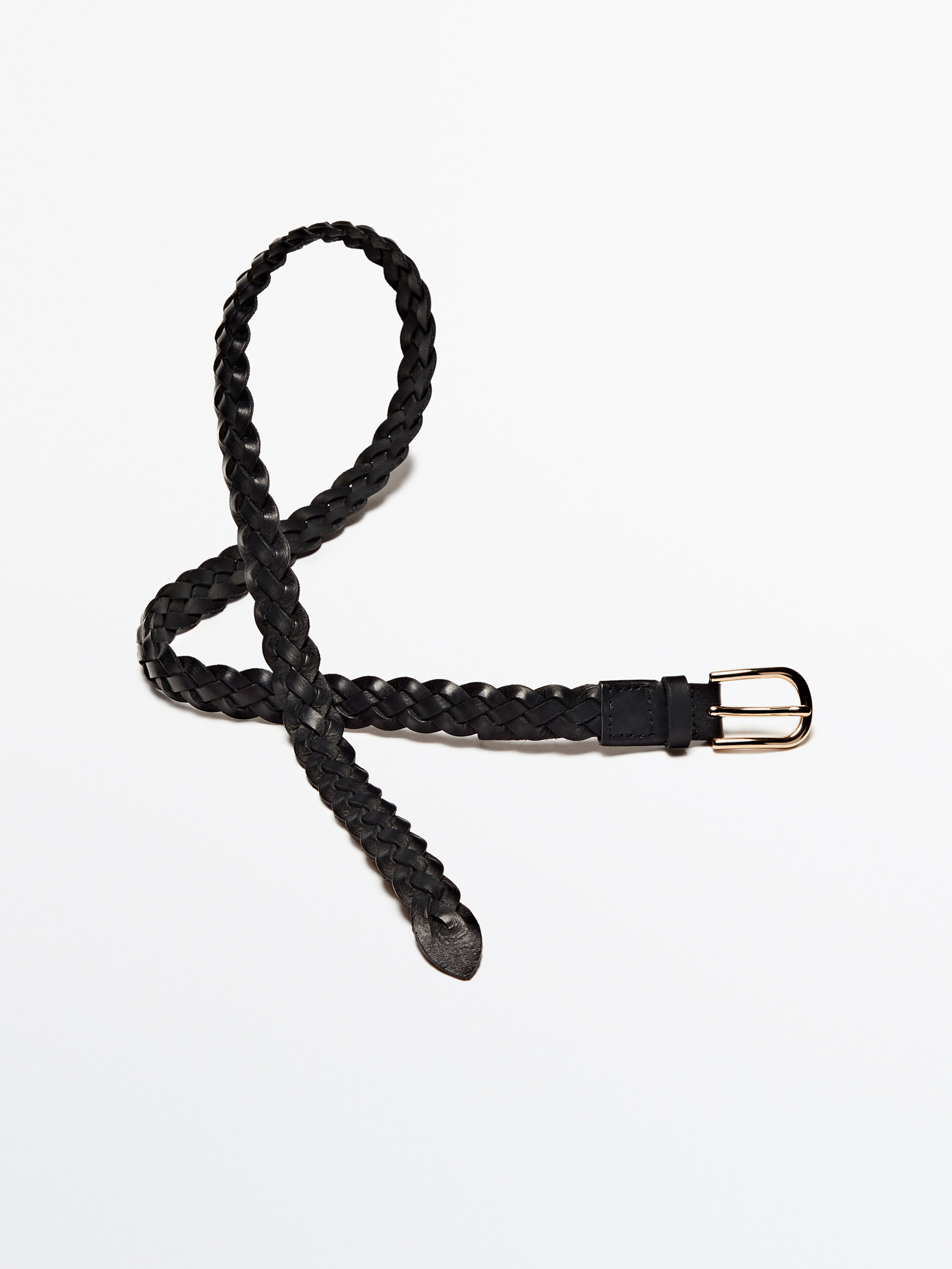 Cinturón trenzado piel - NEGRO