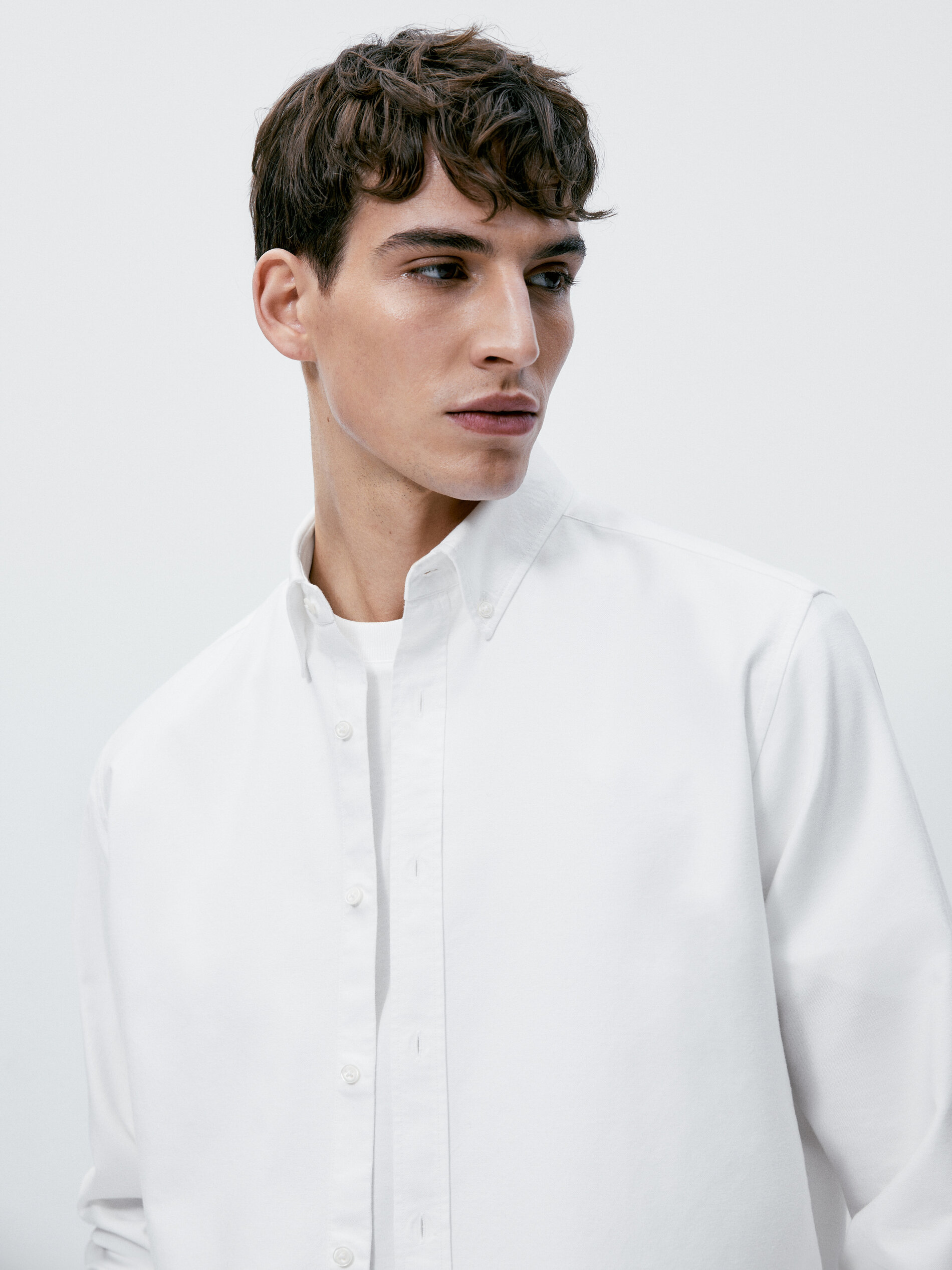 Camisa oxford algodón slim fit - BLANCO