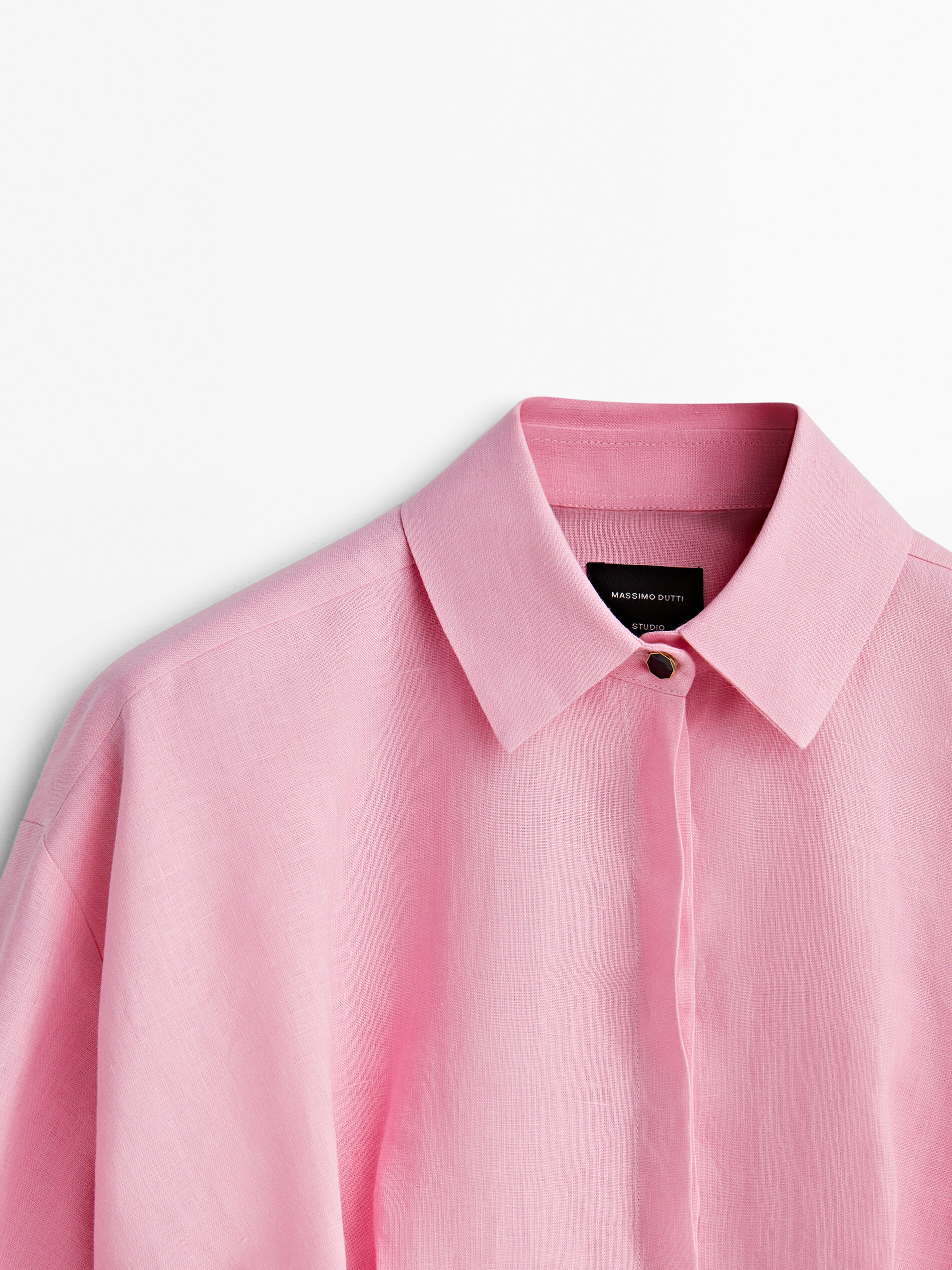 Camisa crop lino -Studio - ROSA