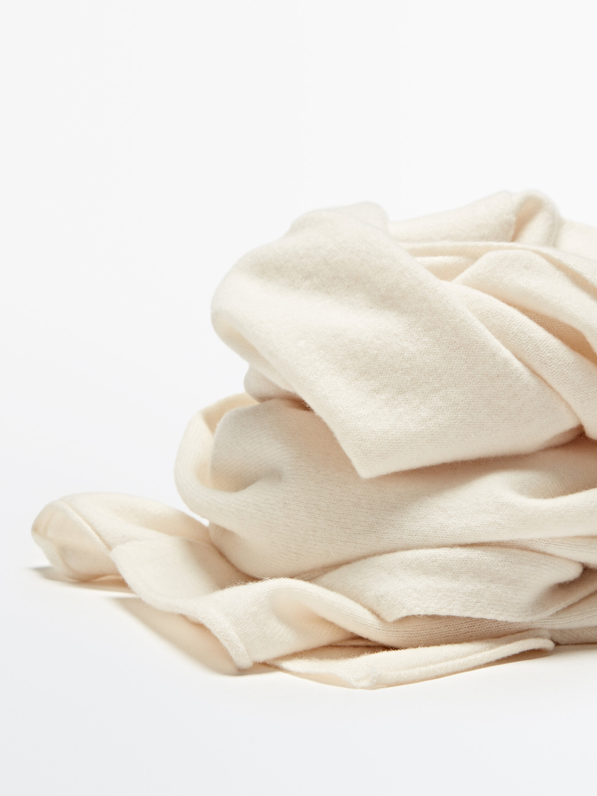 Bufanda punto fino lana cashmere - CRUDO