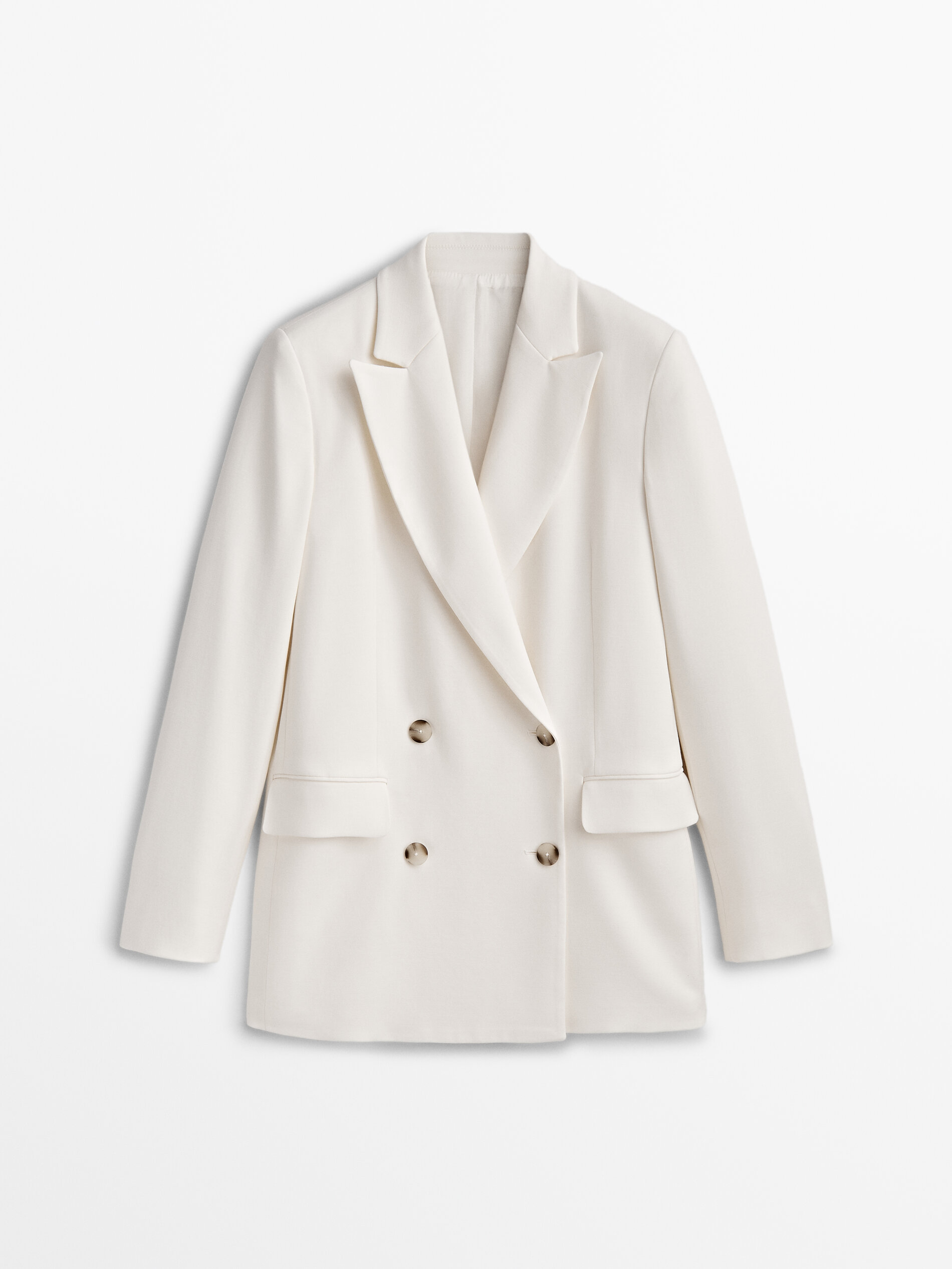 Americana traje cruzada crepe - BLANCO