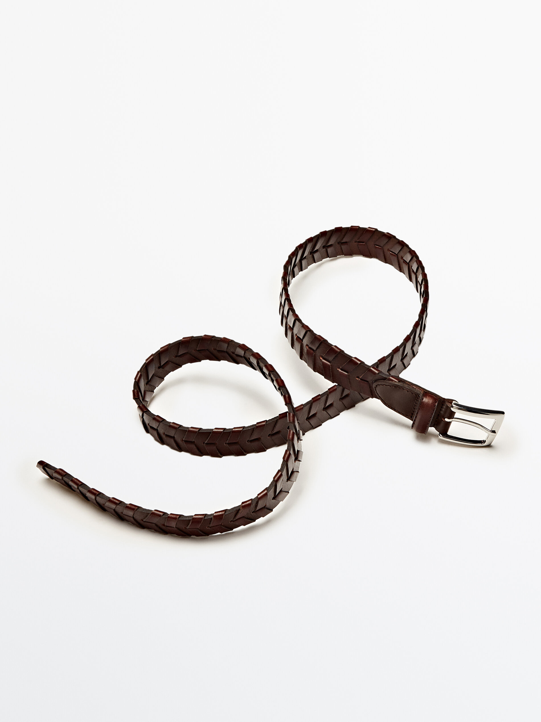 Cinturón trenzado piel - MARRÓN