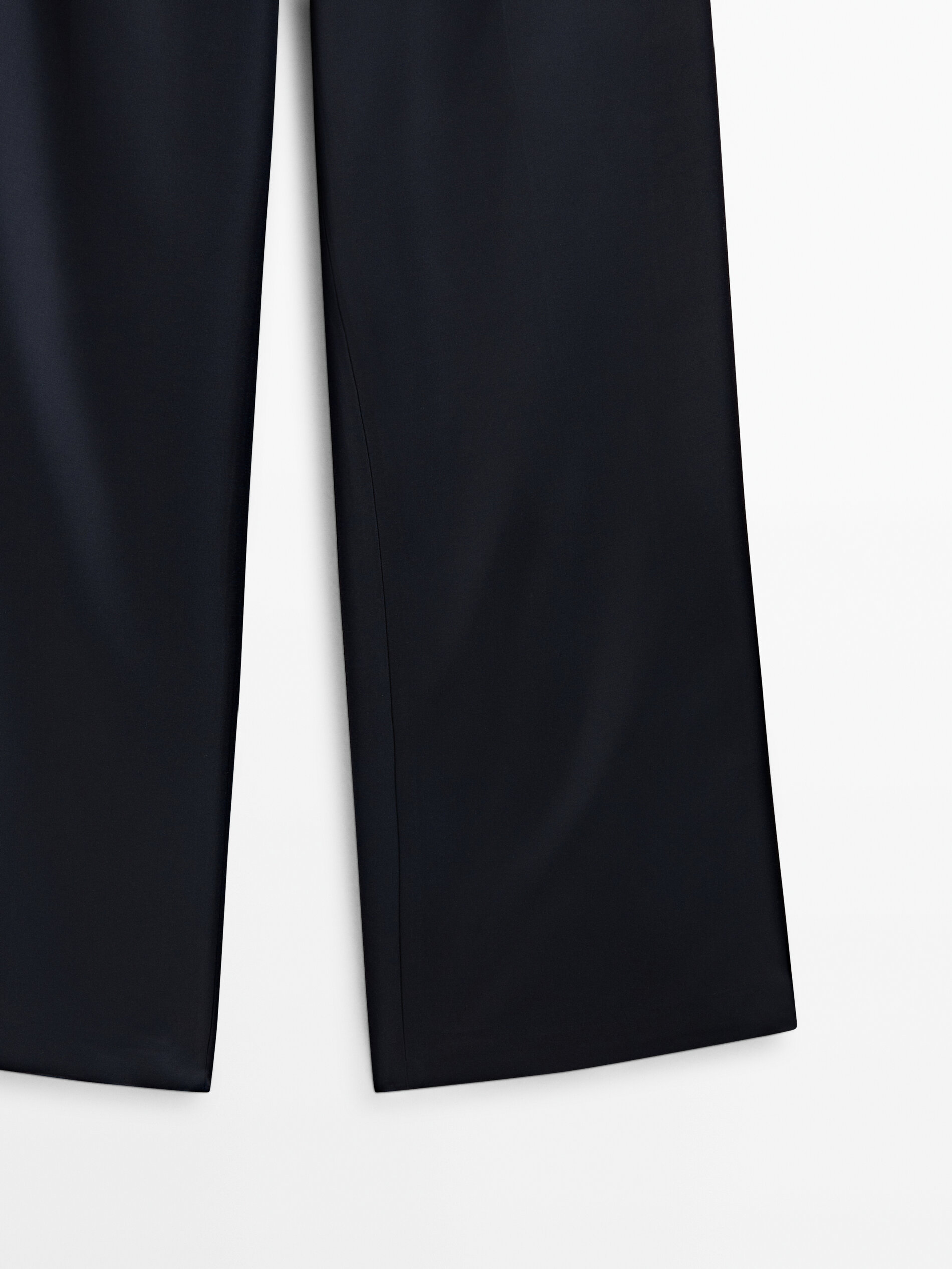 Pantalón satinado recto azul marino - AZUL MARINO