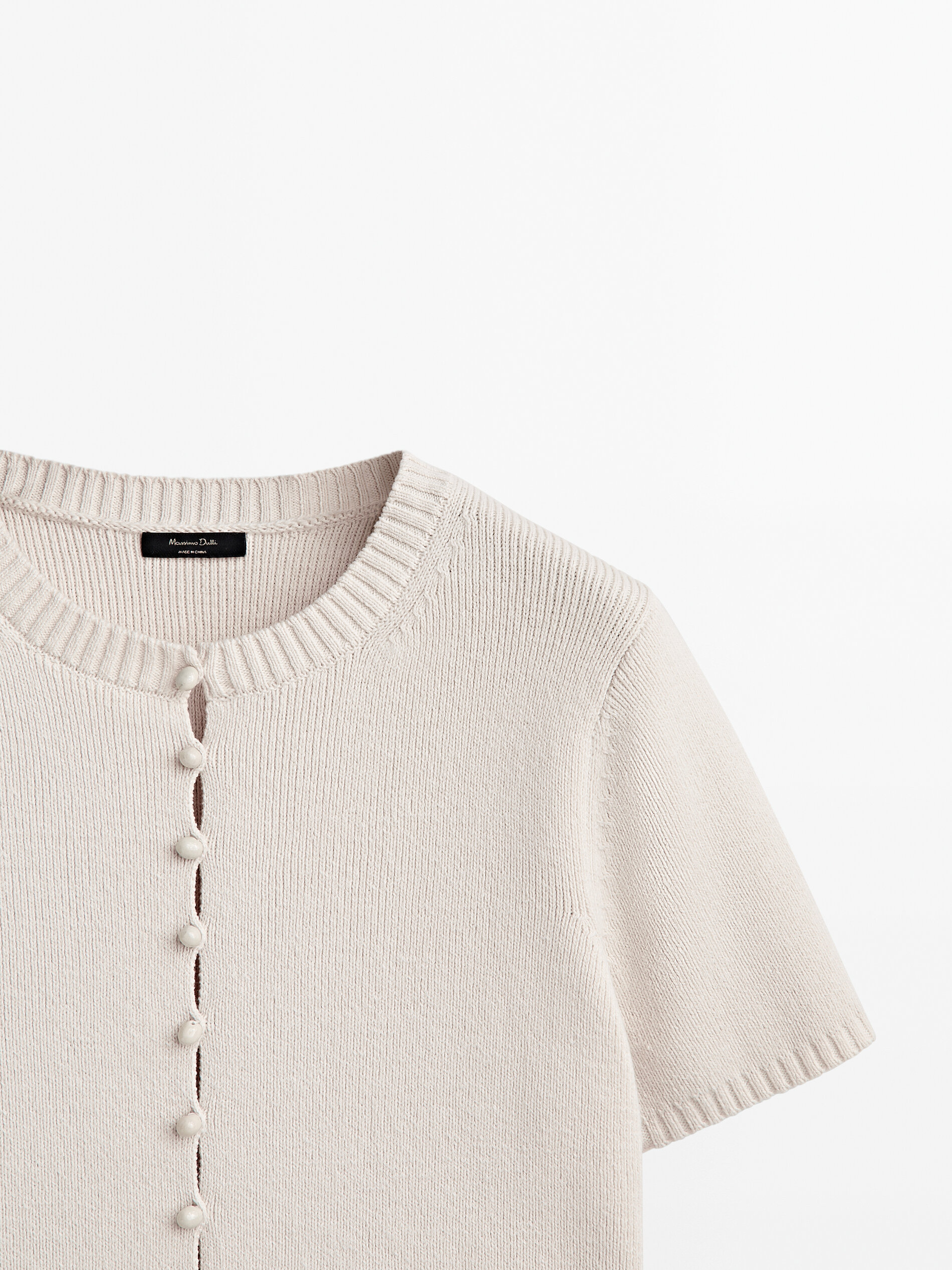 Cárdigan punto botones cerámica - CRUDO