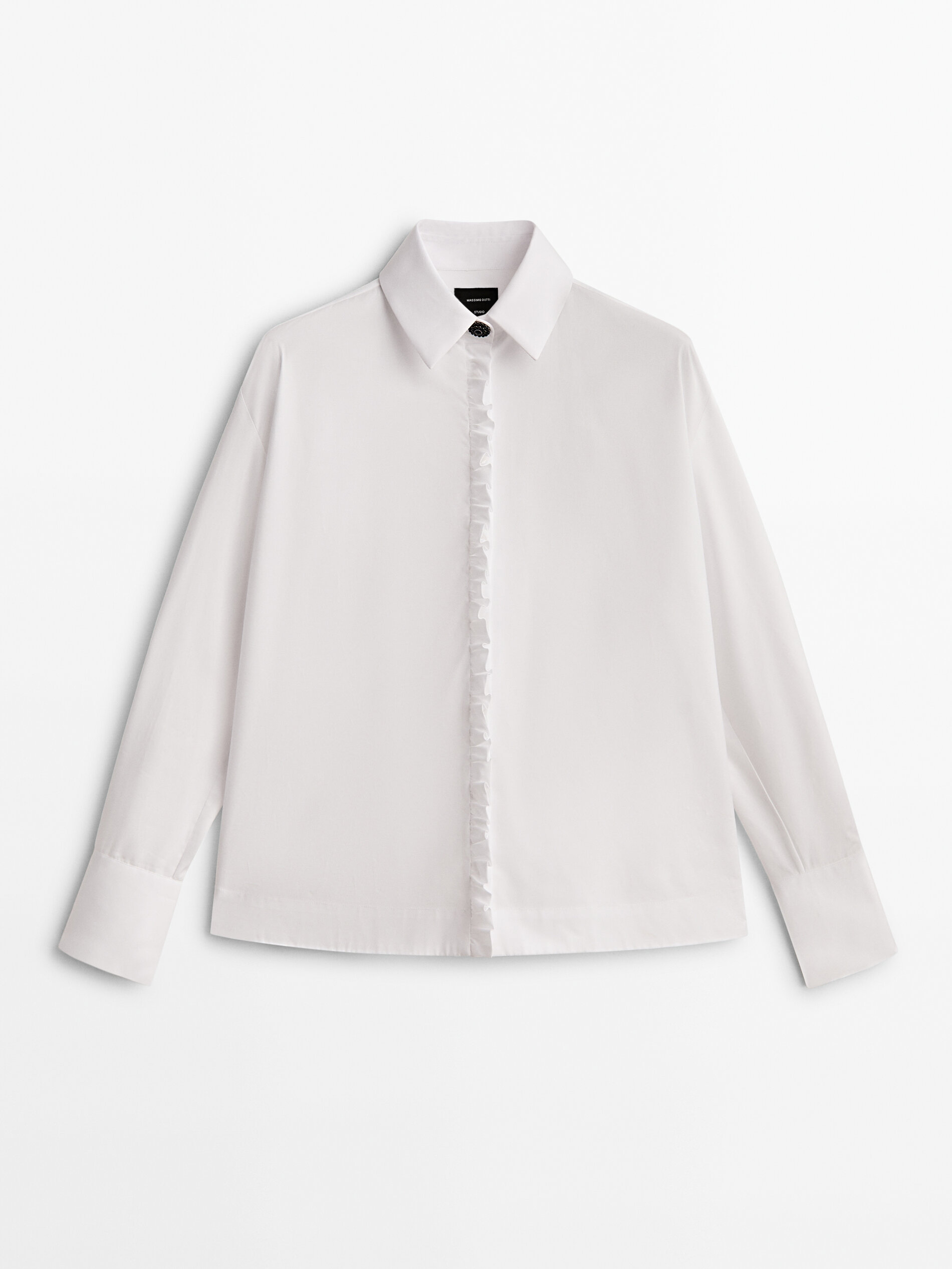 Camisa popelín detalle volante -Studio - BLANCO