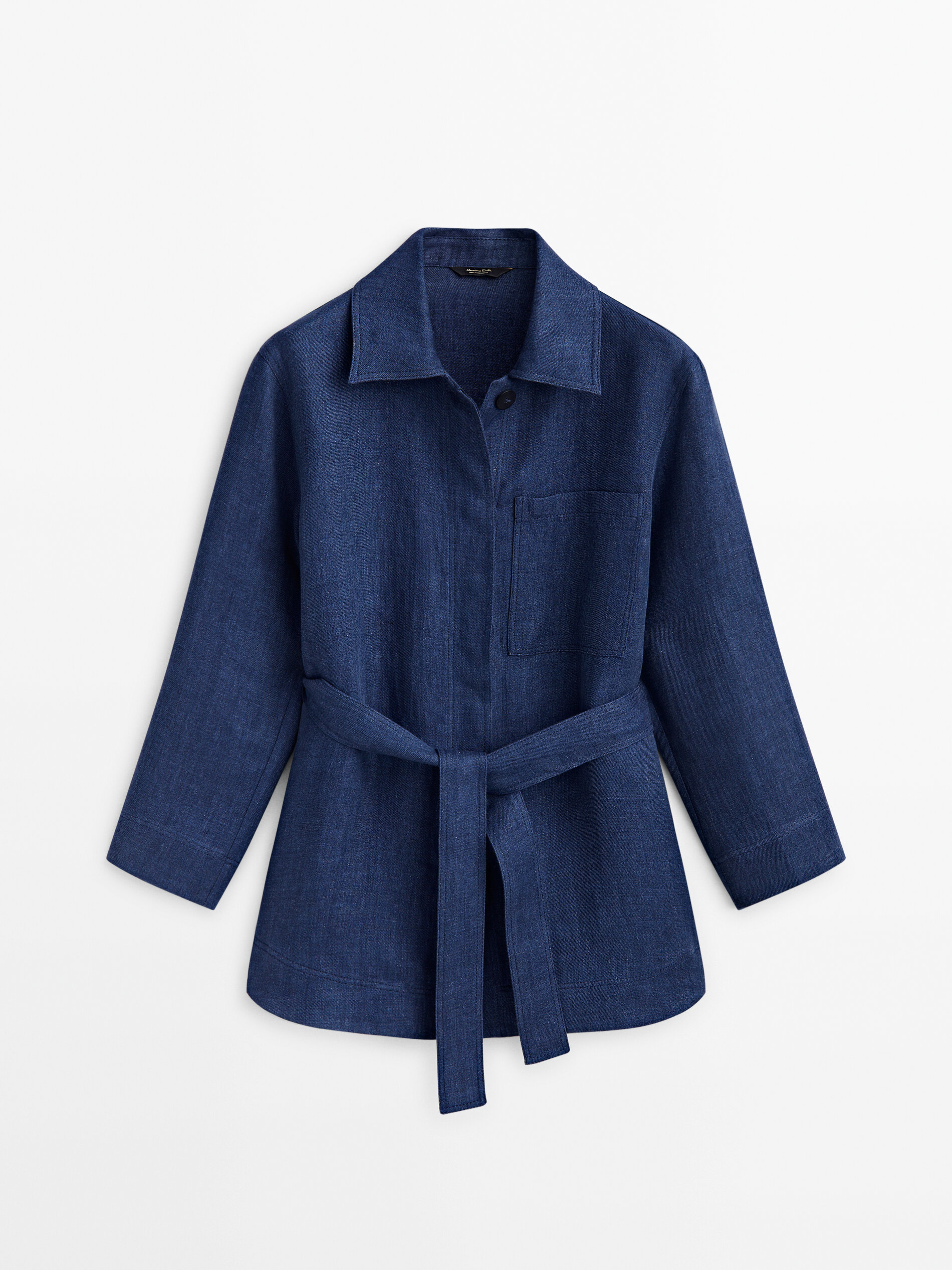 Sobrecamisa conjunto lino efecto denim - AZUL MARINO