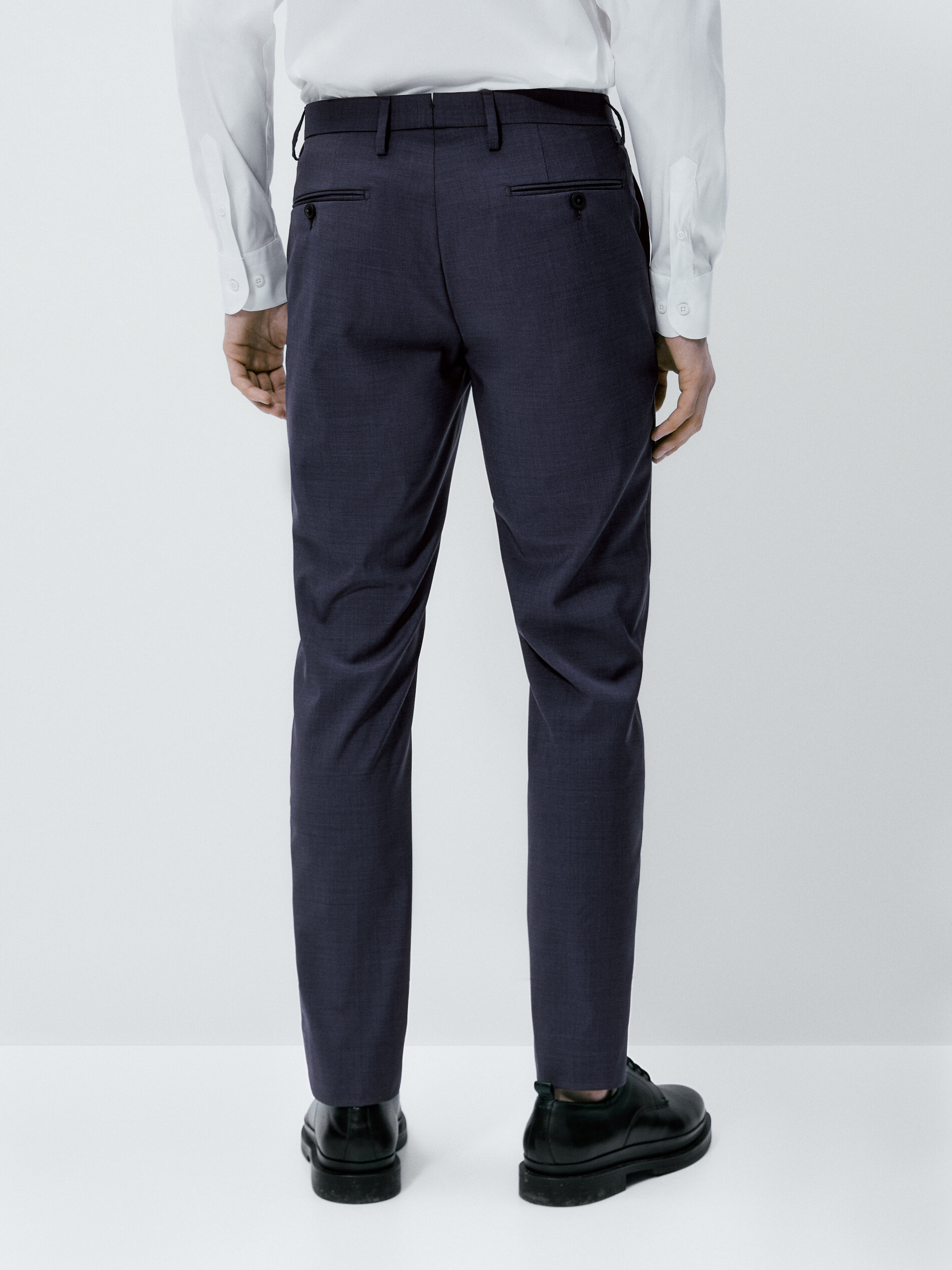 Pantalón traje fil a fil azul lana - AZUL MARINO