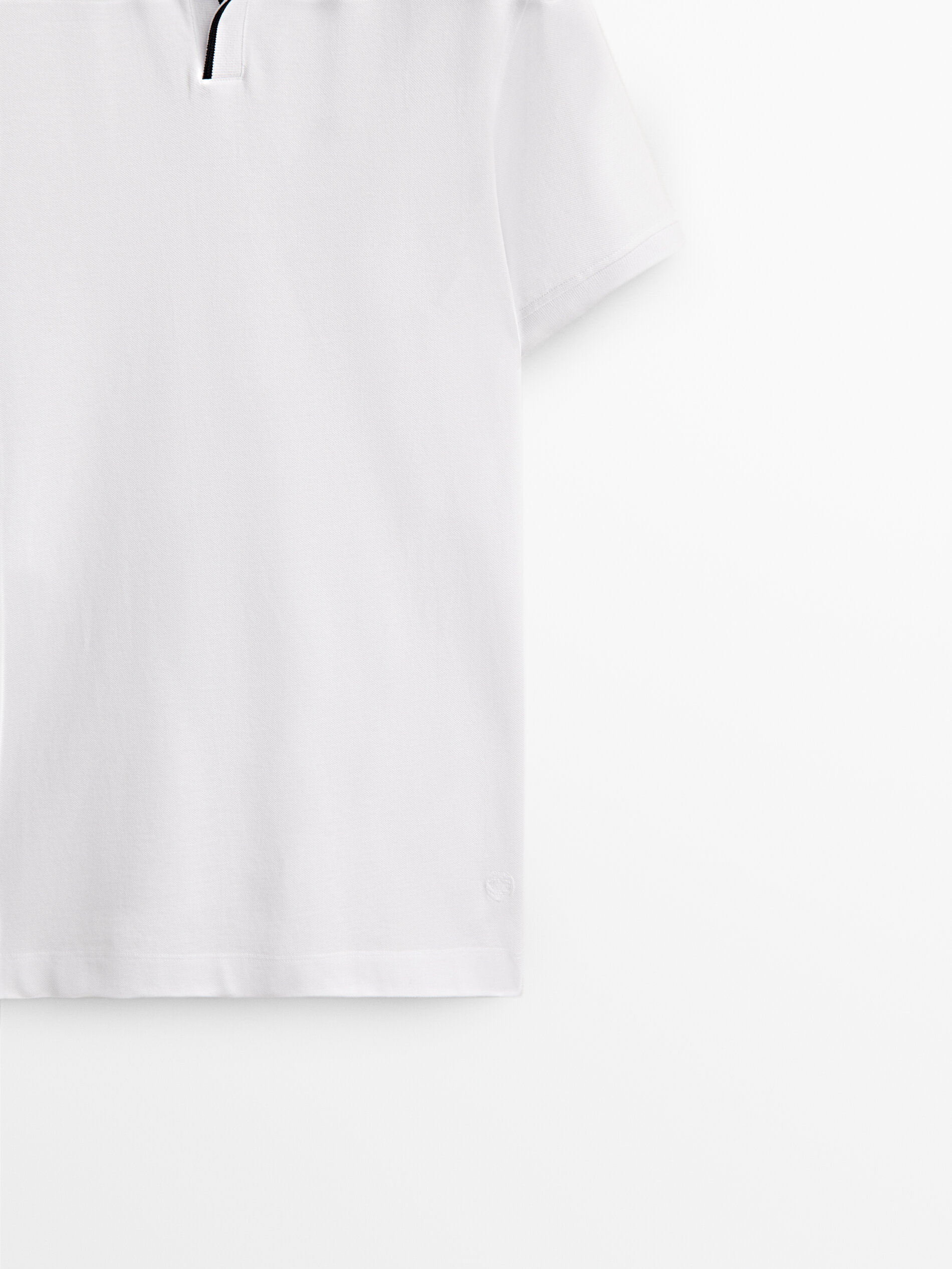 Polo cuello contraste manga corta - BLANCO
