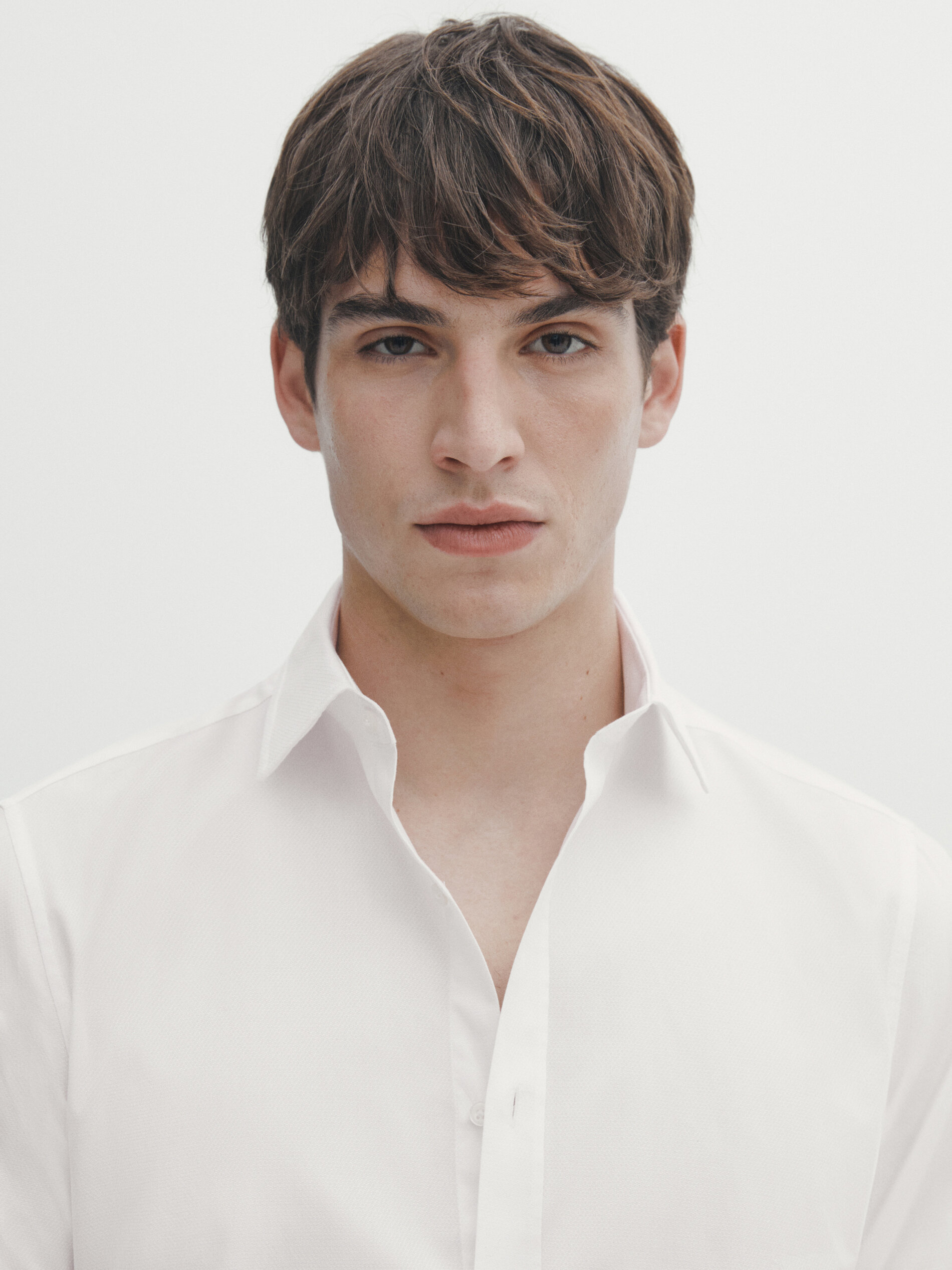 Camisa estructura algodón slim fit - BLANCO