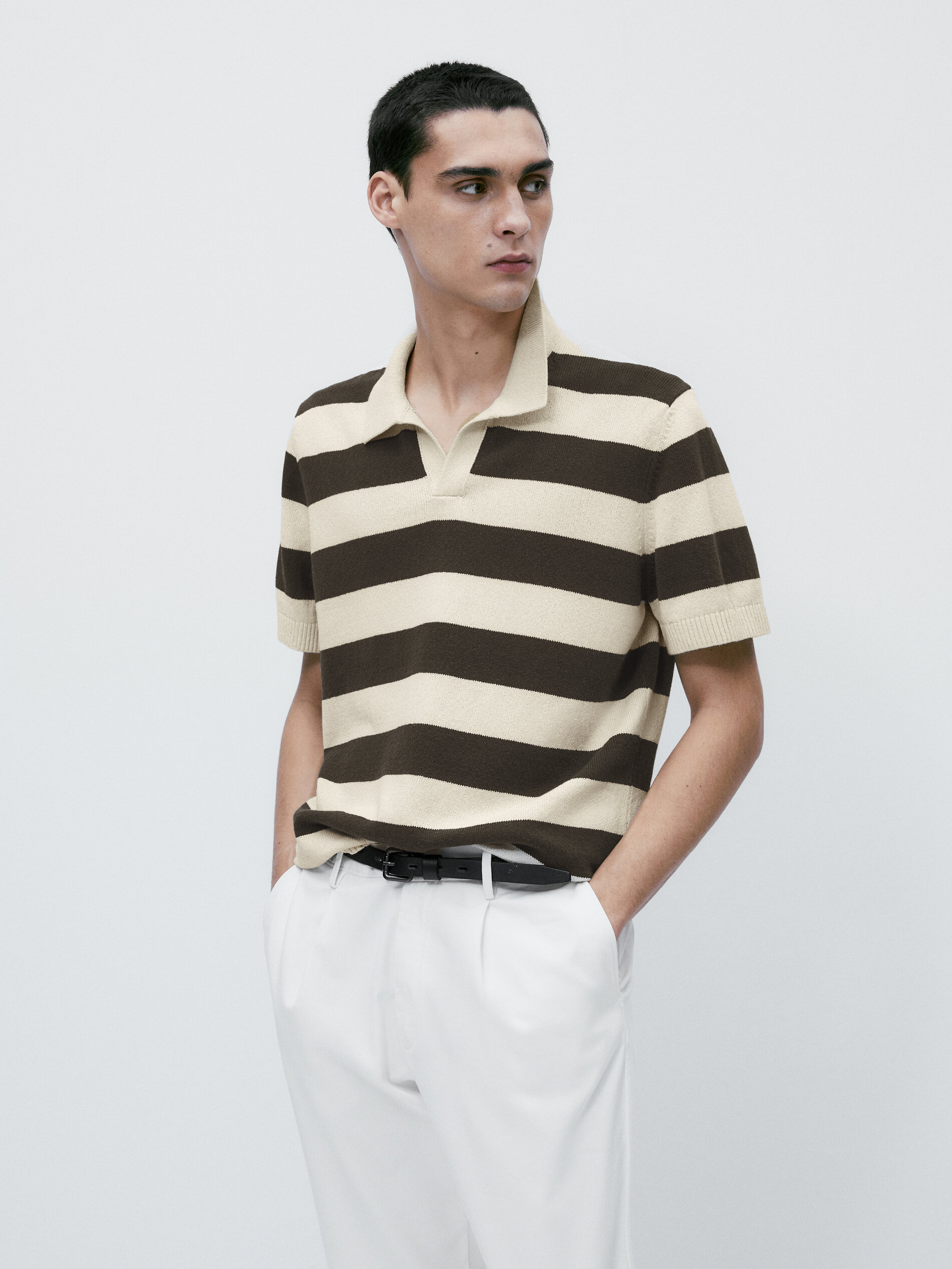 Jersey polo rayas manga corta - GRIS ANTRACITA