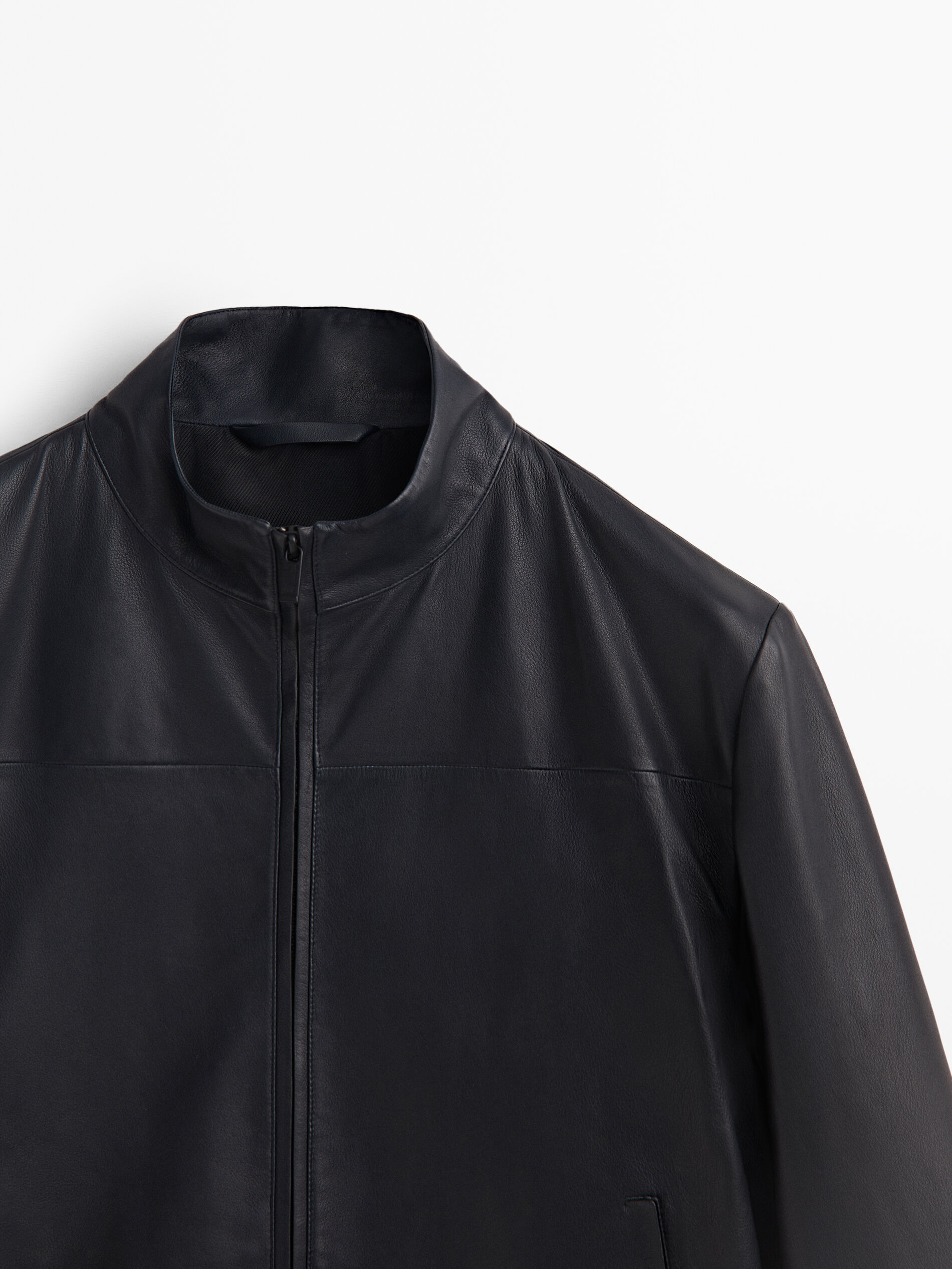 Cazadora piel napa azul - AZUL