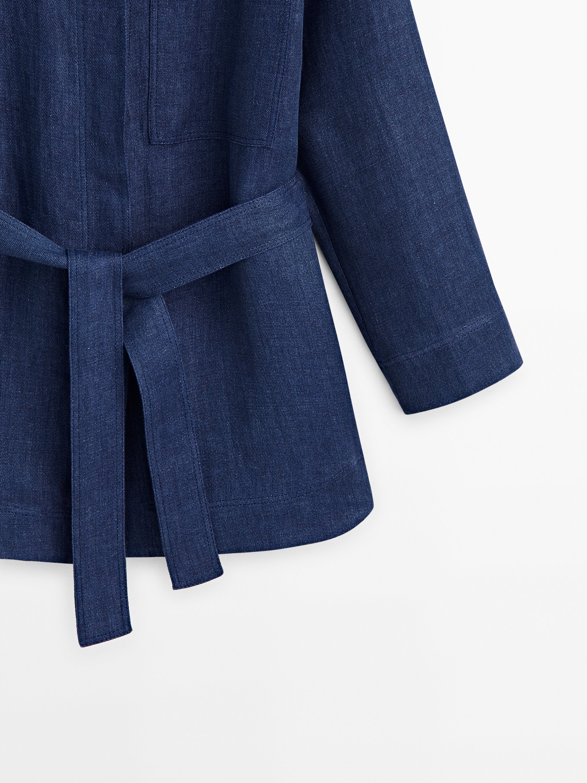 Sobrecamisa conjunto lino efecto denim - AZUL MARINO