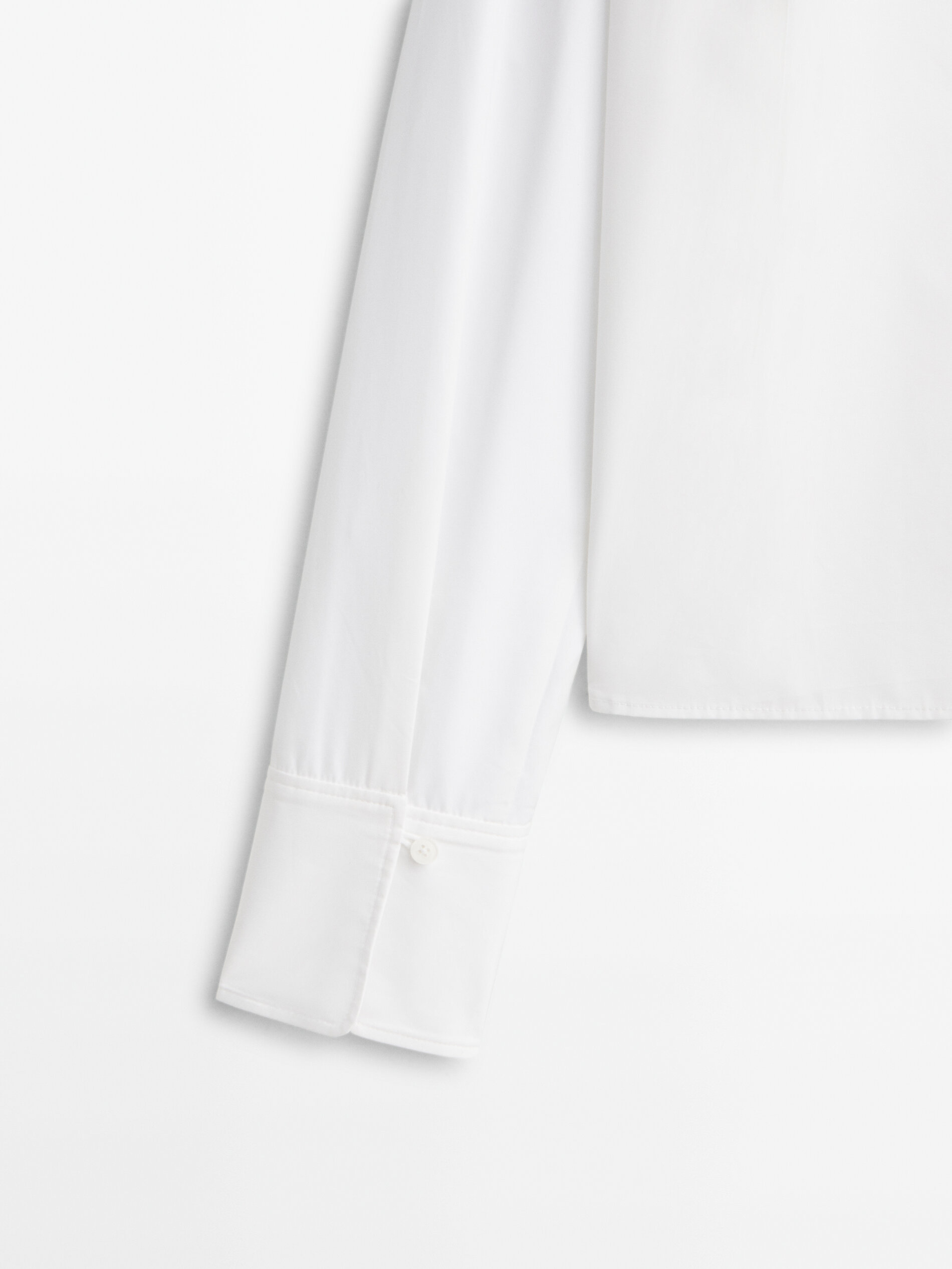 Camisa popelín cuello mao pechera - BLANCO